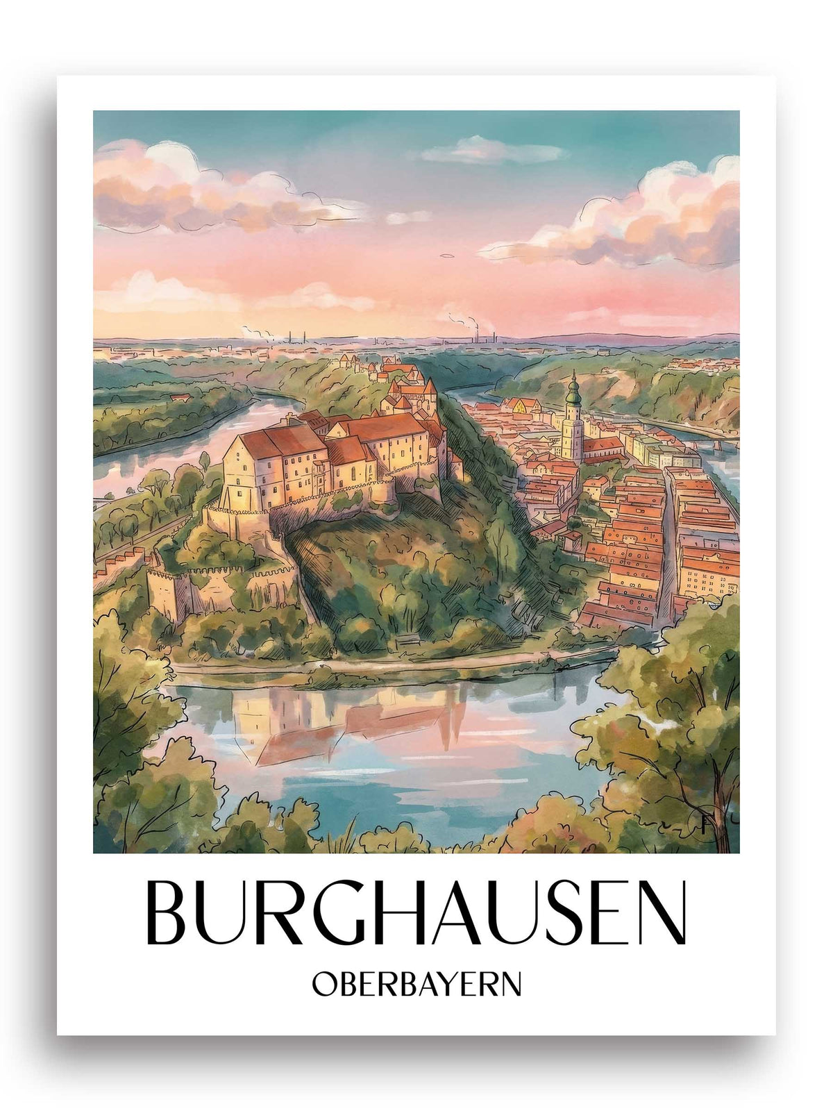 burghausen-oberbayern-deutschland-poster-aquarell