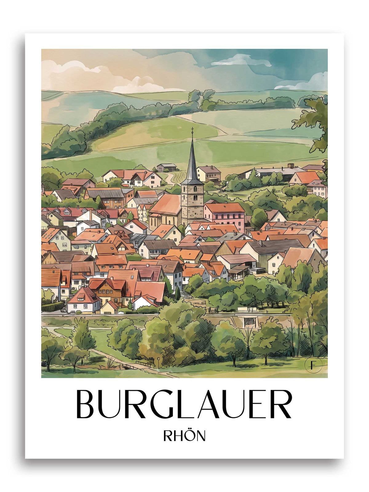 burglauer-rhön-deutschland-poster-aquarell