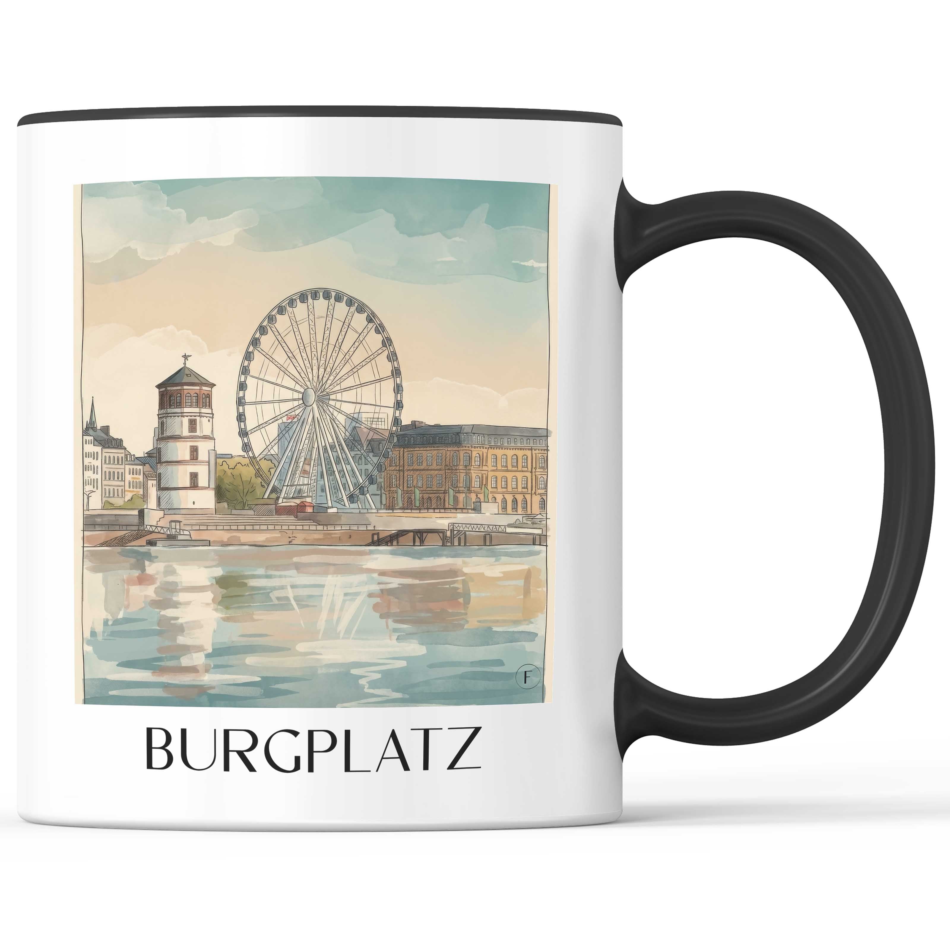 burgplatz-düsseldorf-deutschland-kaffeebecher-aquarell