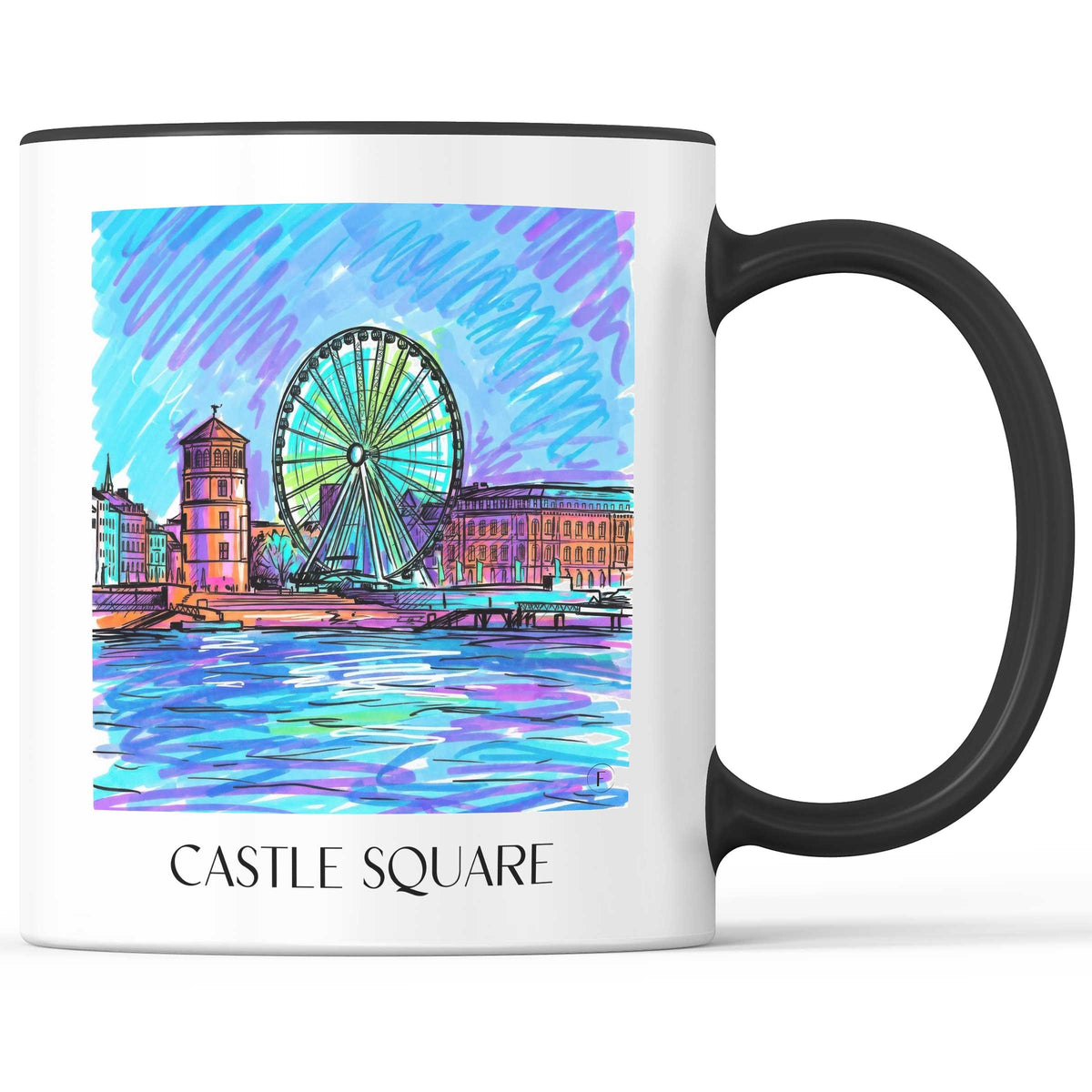 Burgplatz Kaffeebecher - Düsseldorf - Deutschland Becher - Kaffeetasse im Tag Graffiti Stil - favplace