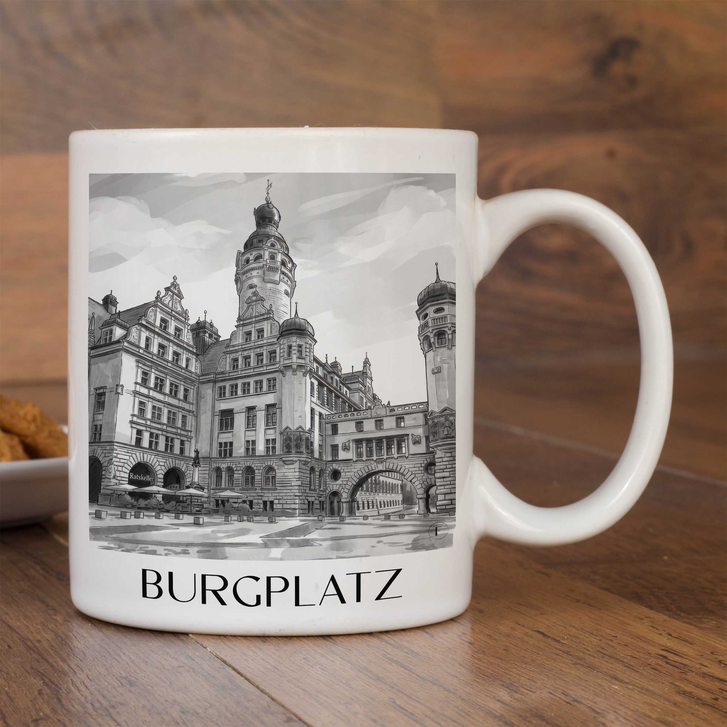 burgplatz-leipzig-deutschland-kaffeebecher-aquarell-schwarz-weiss