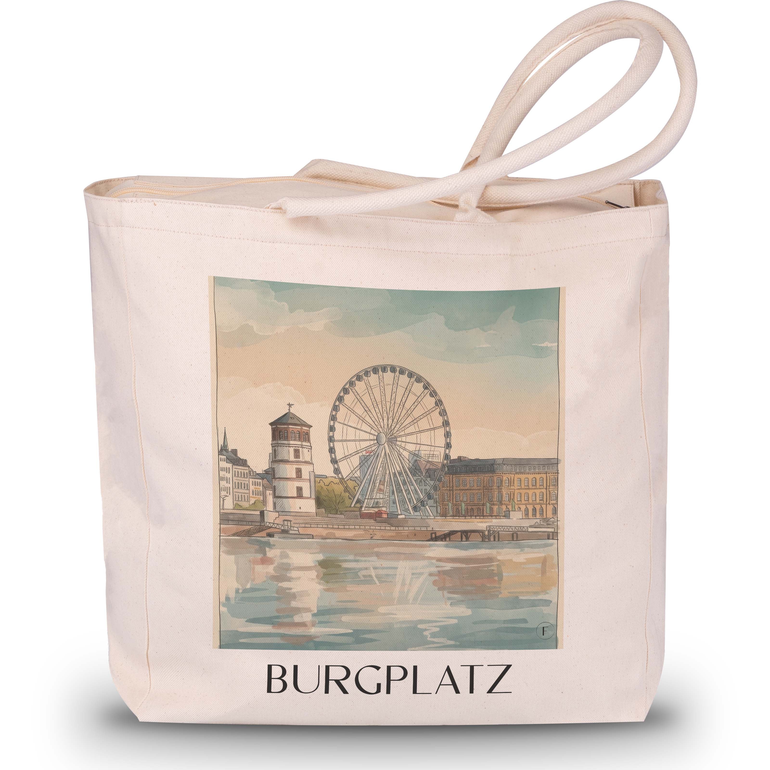 burgplatz-düsseldorf-deutschland-einkaufstasche-aquarell