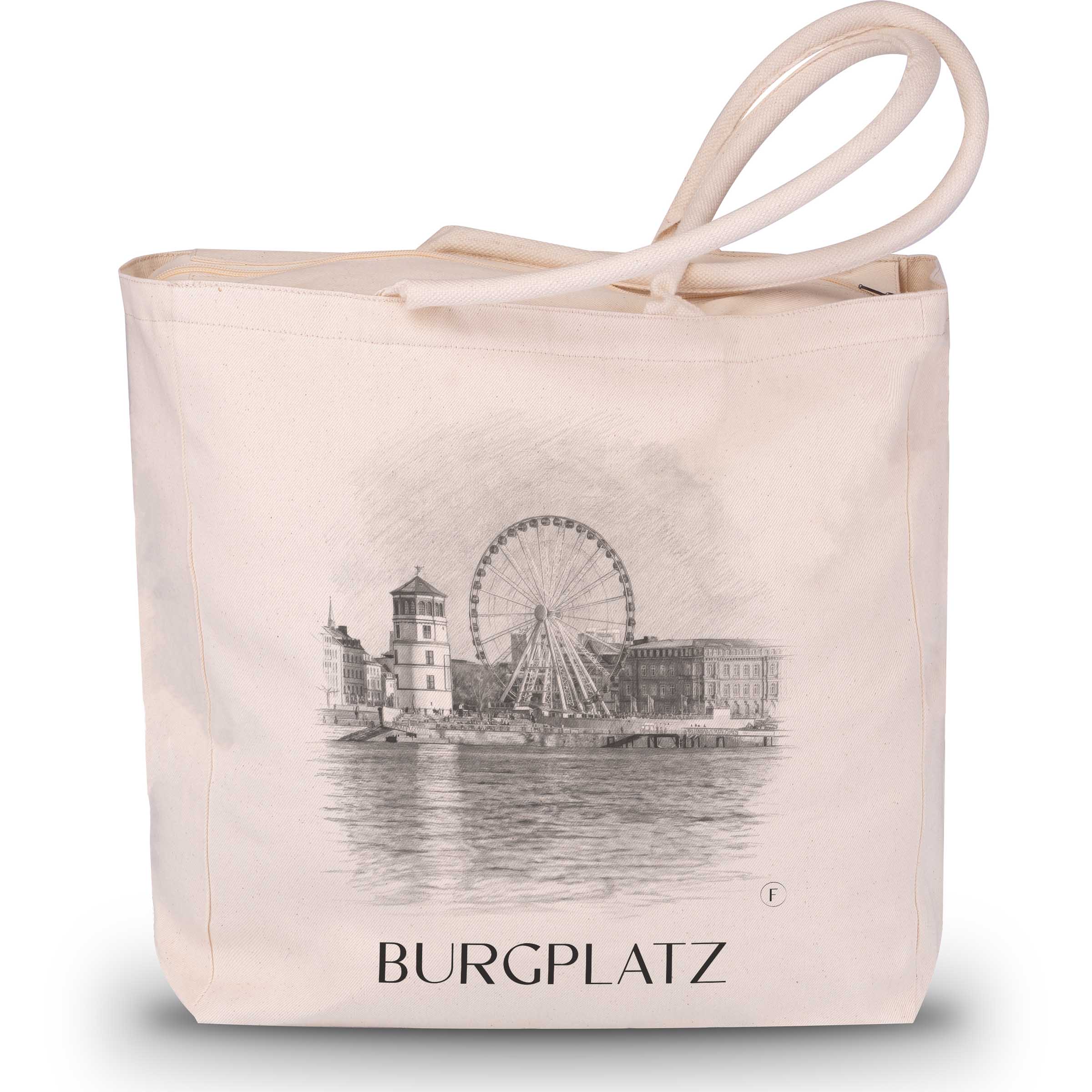 burgplatz-düsseldorf-deutschland-einkaufstasche-bleistift-zeichnung-drawing