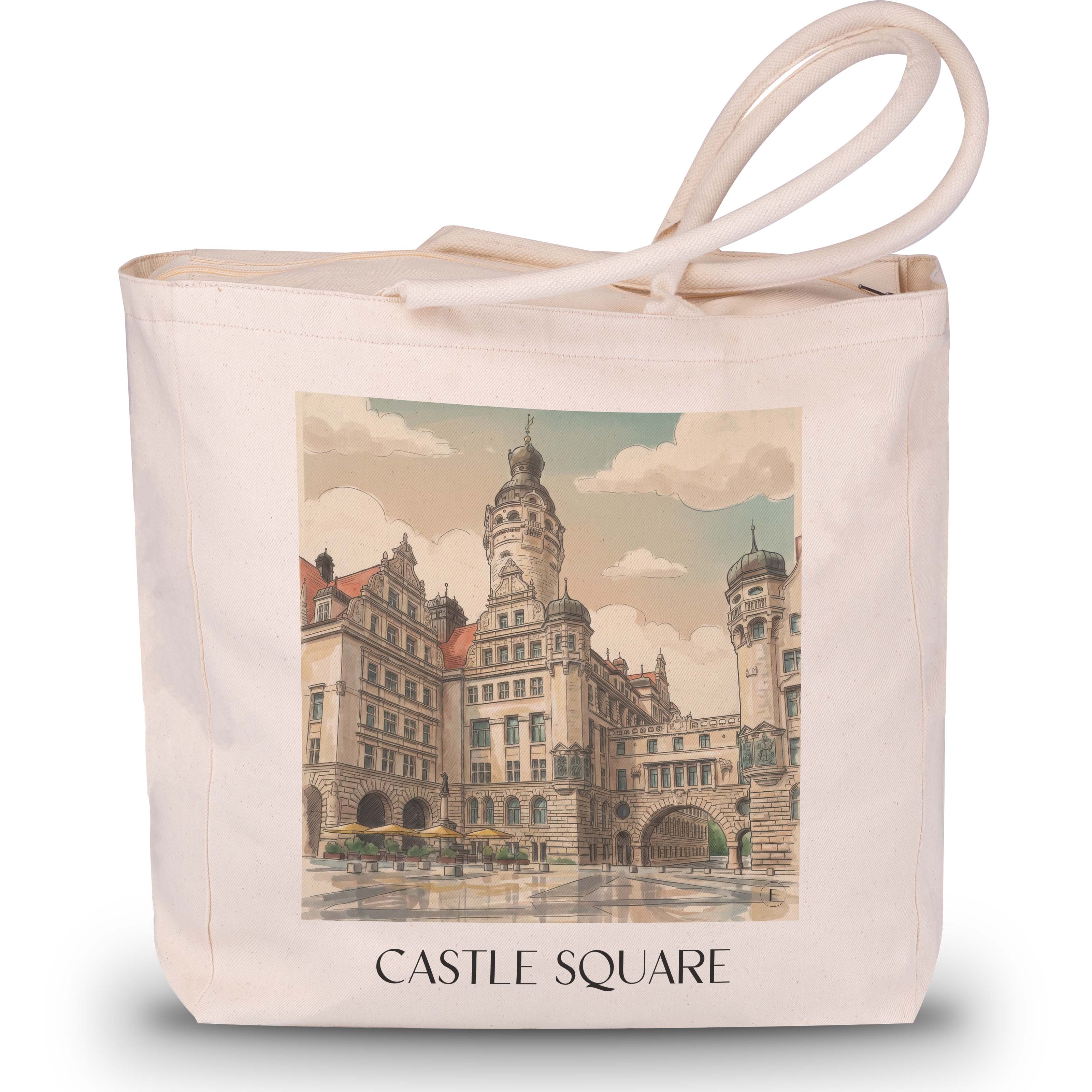Burgplatz Shopping Tasche - Leipzig - Deutschland Tote Bag - Einkaufstasche im Aquarell Stil - favplace