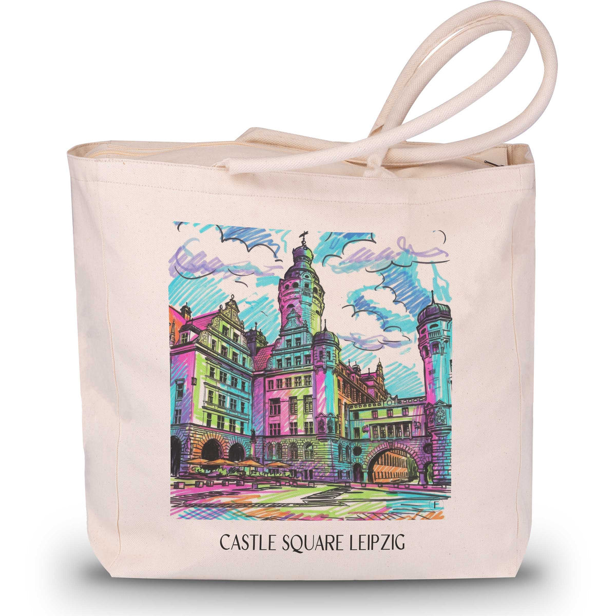 Burgplatz Shopping Tasche - Leipzig - Deutschland Tote Bag - Einkaufstasche im Tag Graffiti Stil - favplace