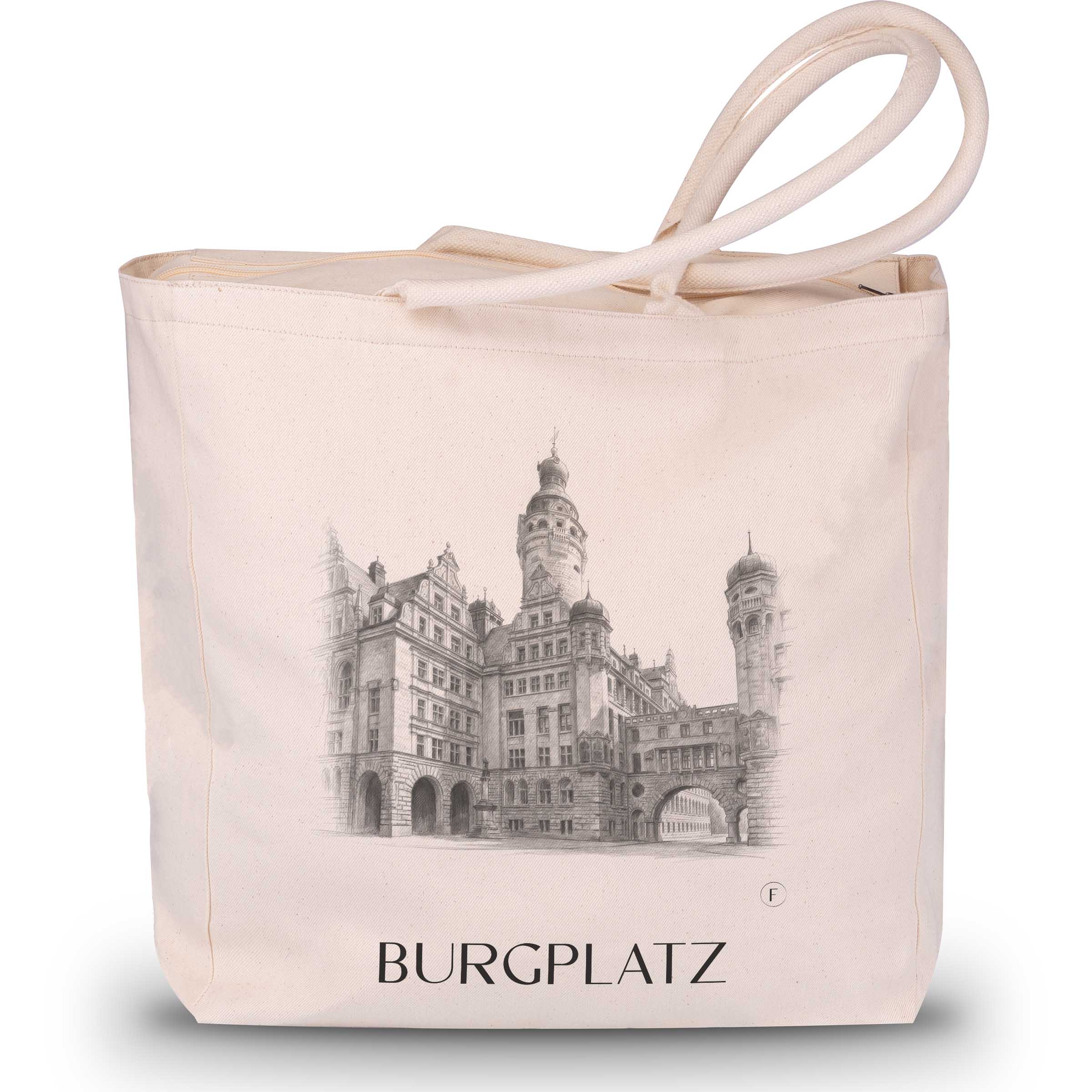 burgplatz-leipzig-deutschland-einkaufstasche-bleistift-zeichnung-drawing