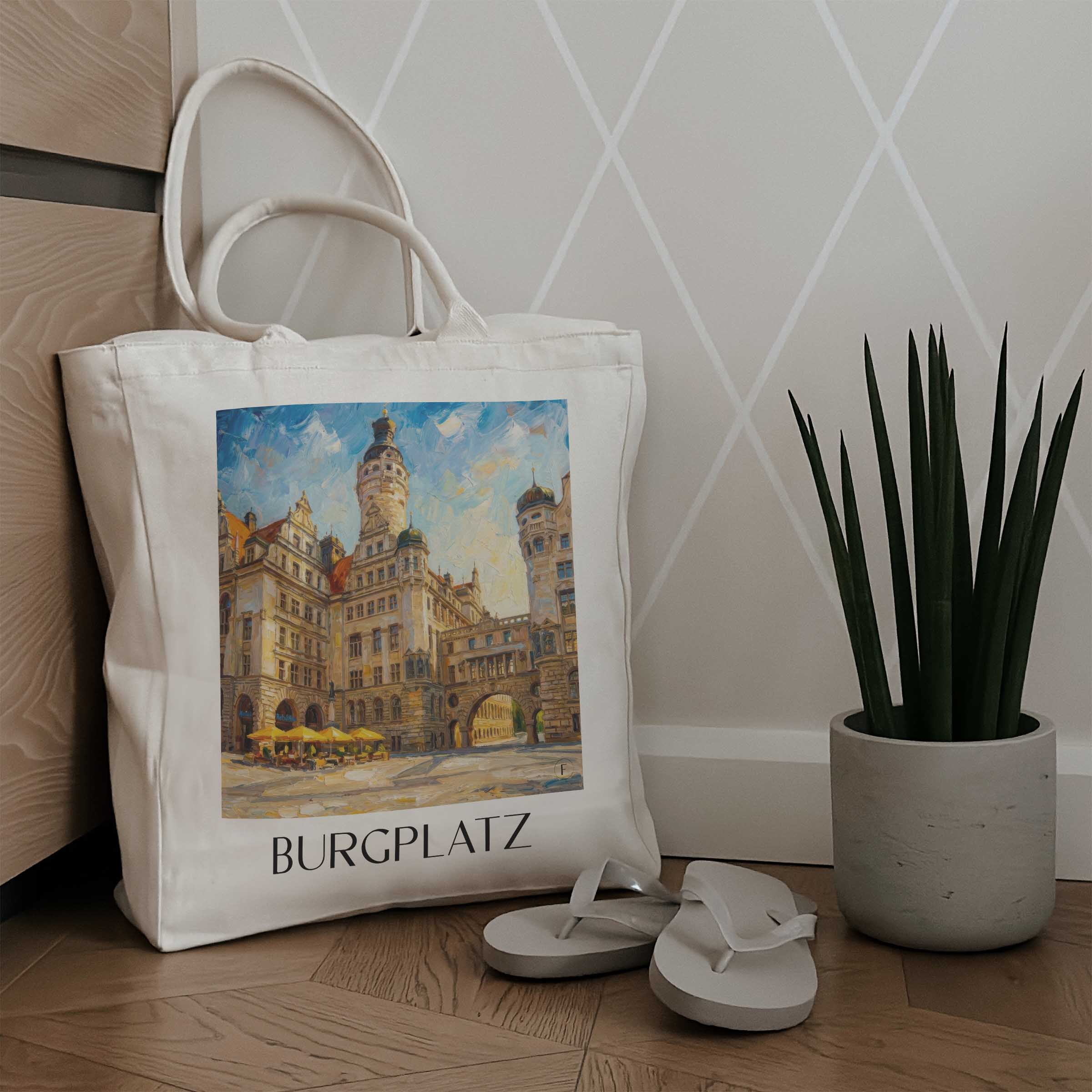 burgplatz-leipzig-deutschland-einkaufstasche-oil-painting-oelgemaelde