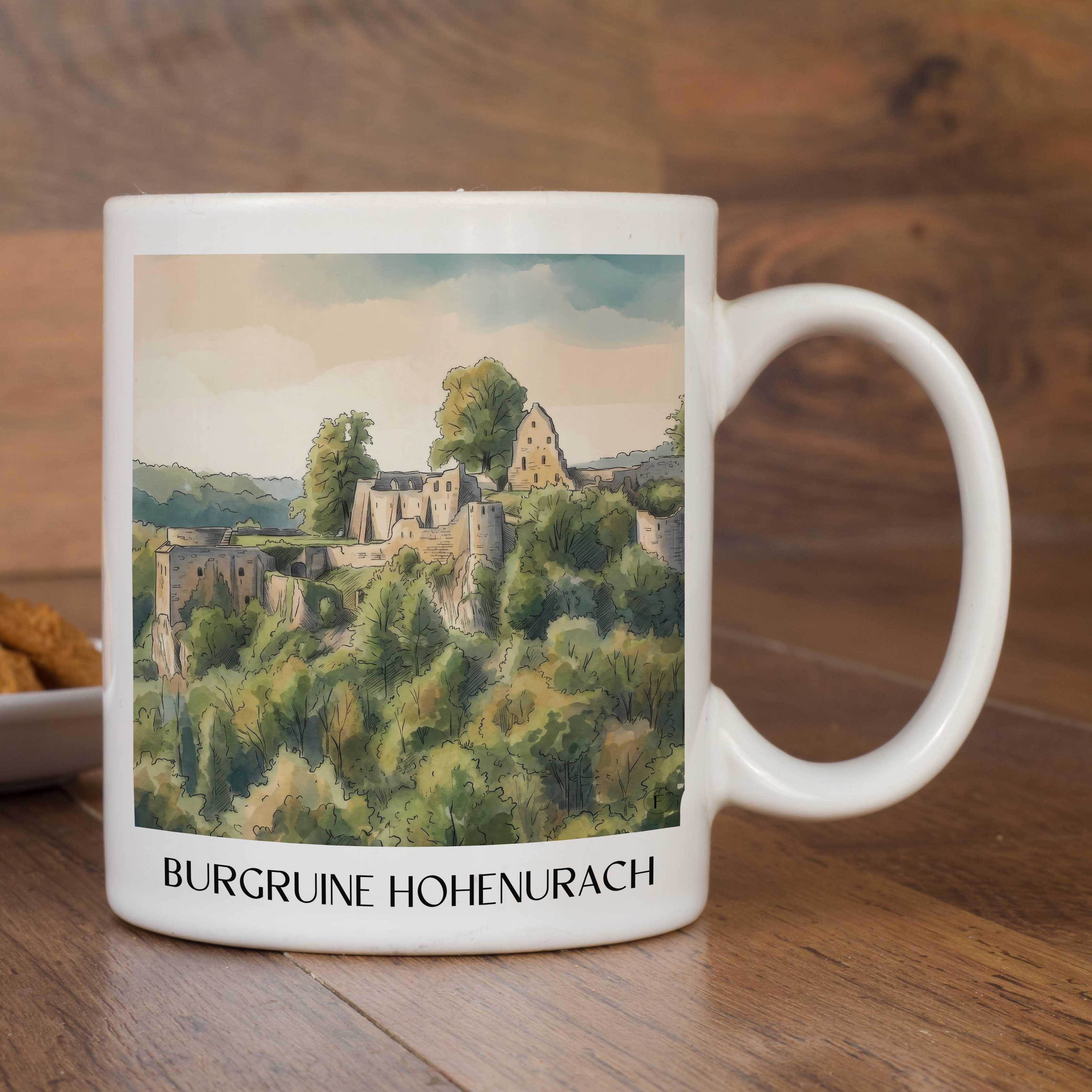 burgruine-hohenurach-schwäbische-alb-deutschland-kaffeebecher-aquarell
