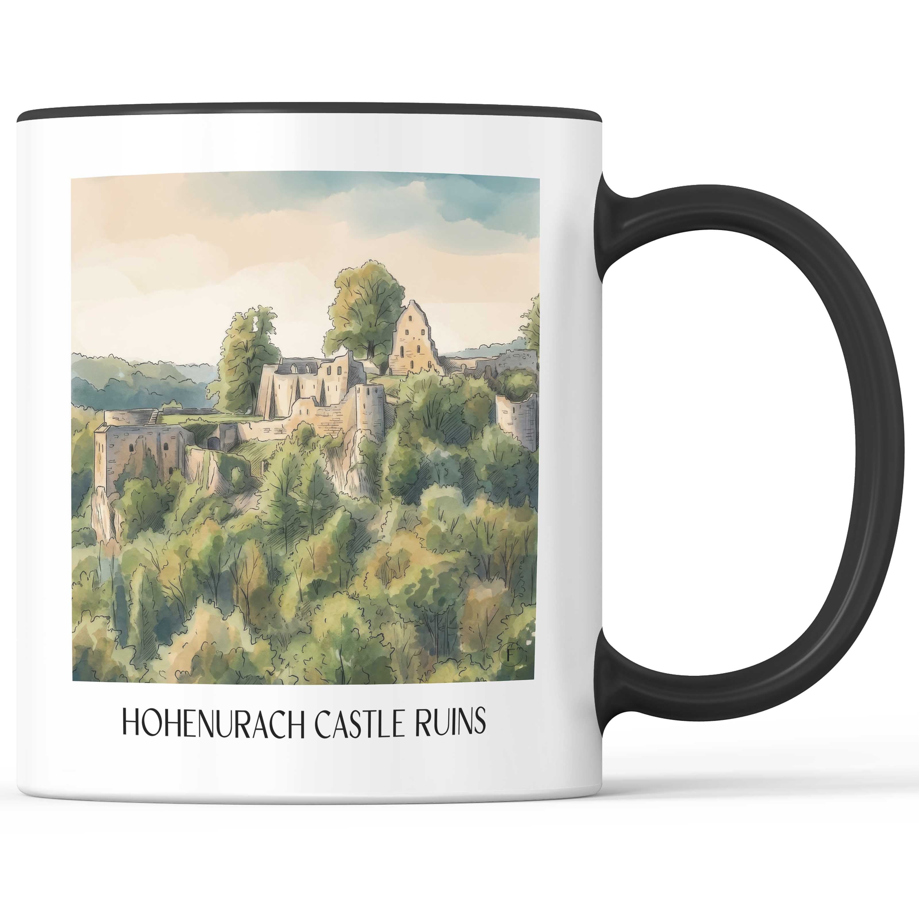 Burgruine Hohenurach Kaffeebecher - Schwäbische Alb - Deutschland Becher - Kaffeetasse im Aquarell Stil - favplace