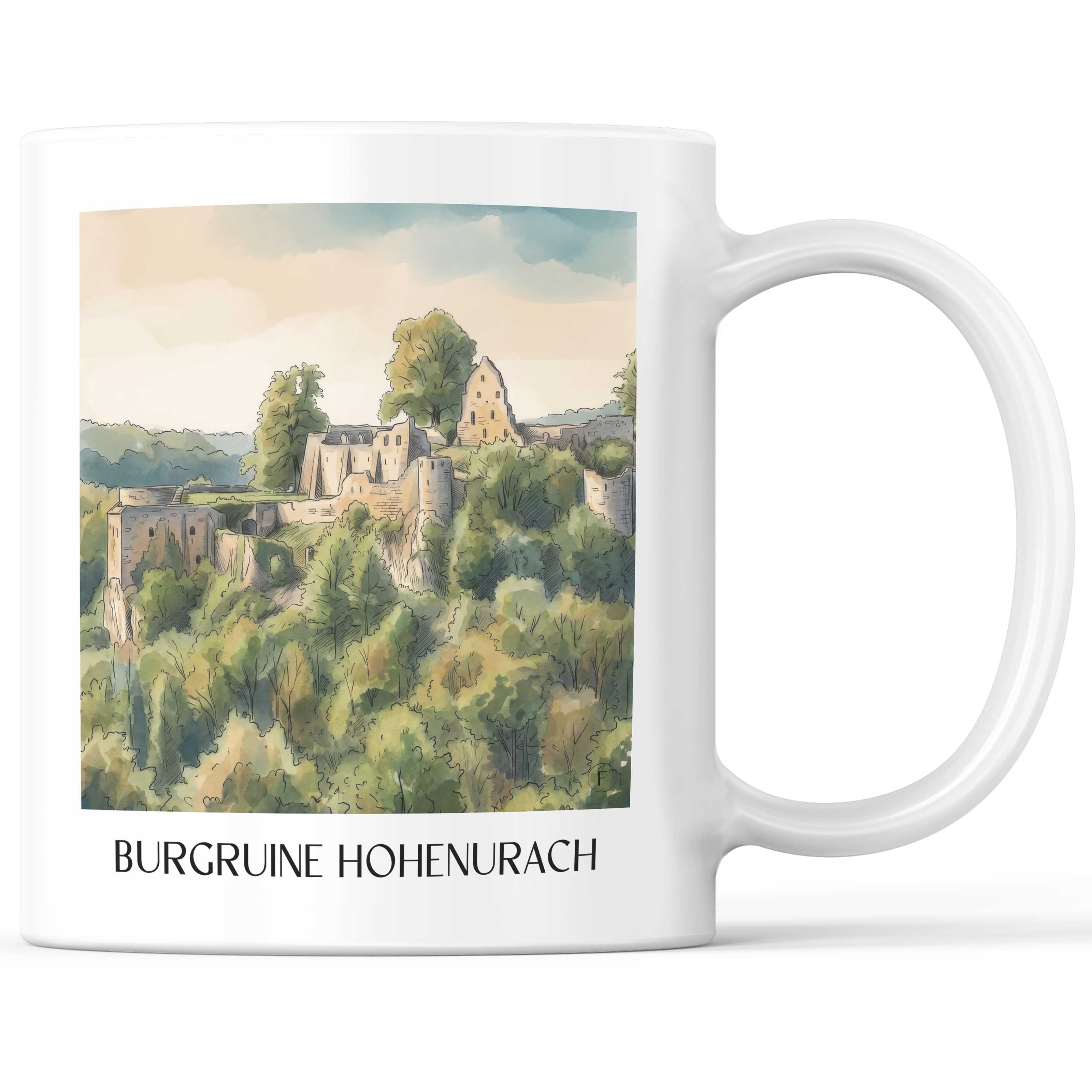 Burgruine Hohenurach Kaffeebecher - Schwäbische Alb - Deutschland Becher - Kaffeetasse im Aquarell Stil - favplace