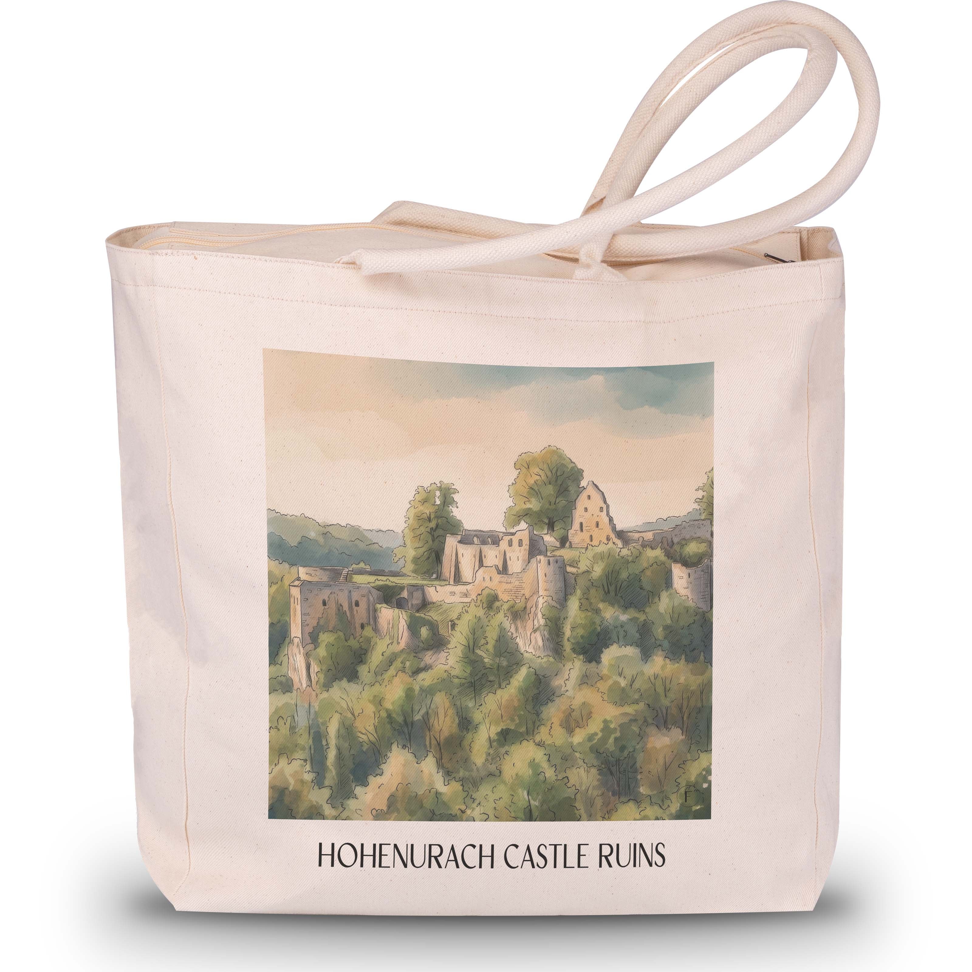 Burgruine Hohenurach Shopping Tasche - Schwäbische Alb - Deutschland Tote Bag - Einkaufstasche im Aquarell Stil - favplace