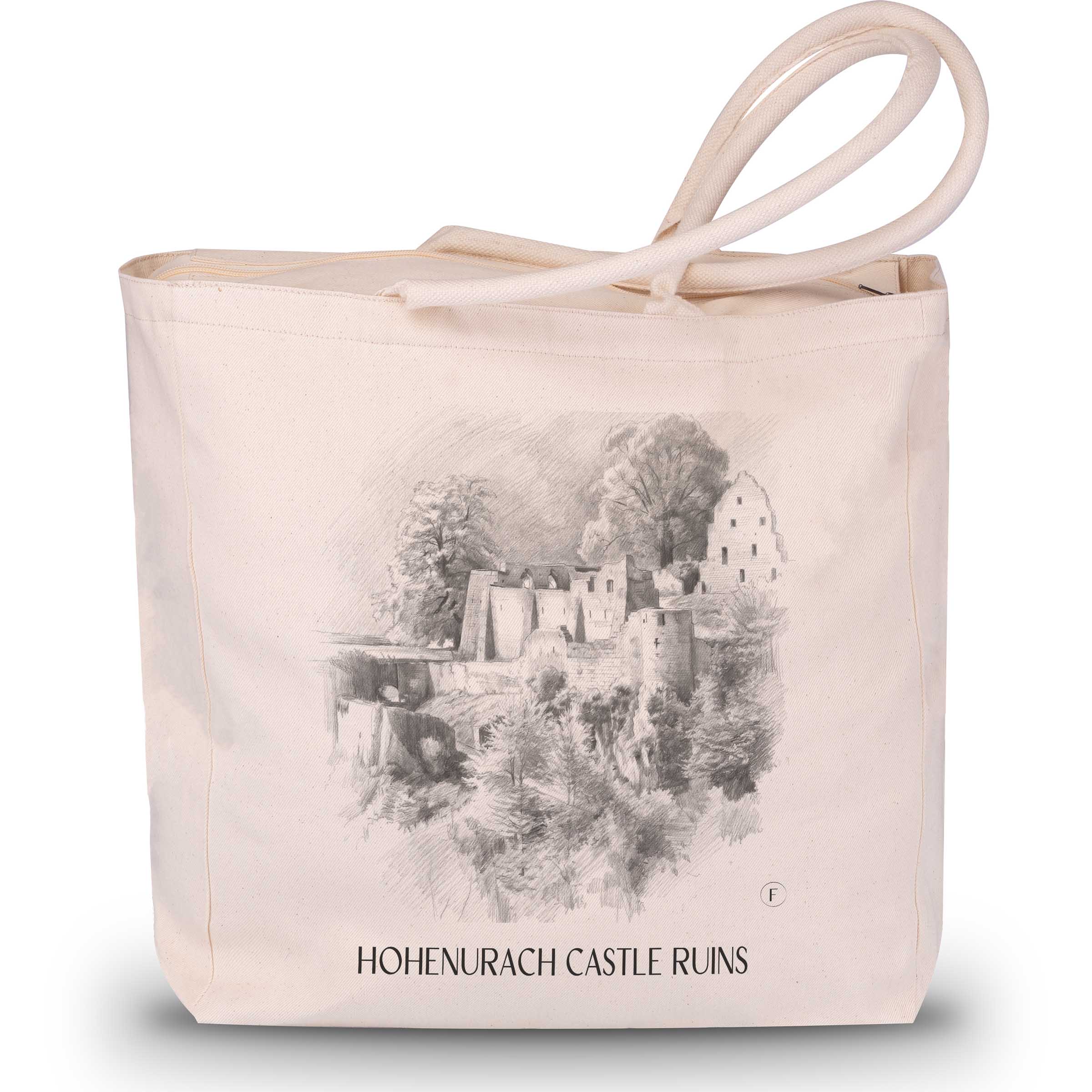 Burgruine Hohenurach Shopping Tasche - Schwäbische Alb - Deutschland Tote Bag - Einkaufstasche im Zeichnung Stil