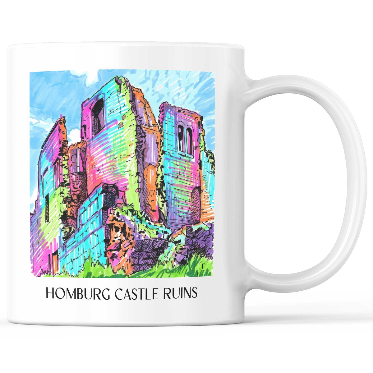 Burgruine Homburg Kaffeebecher - Spessart - Deutschland Becher - Kaffeetasse im Tag Graffiti Stil - favplace