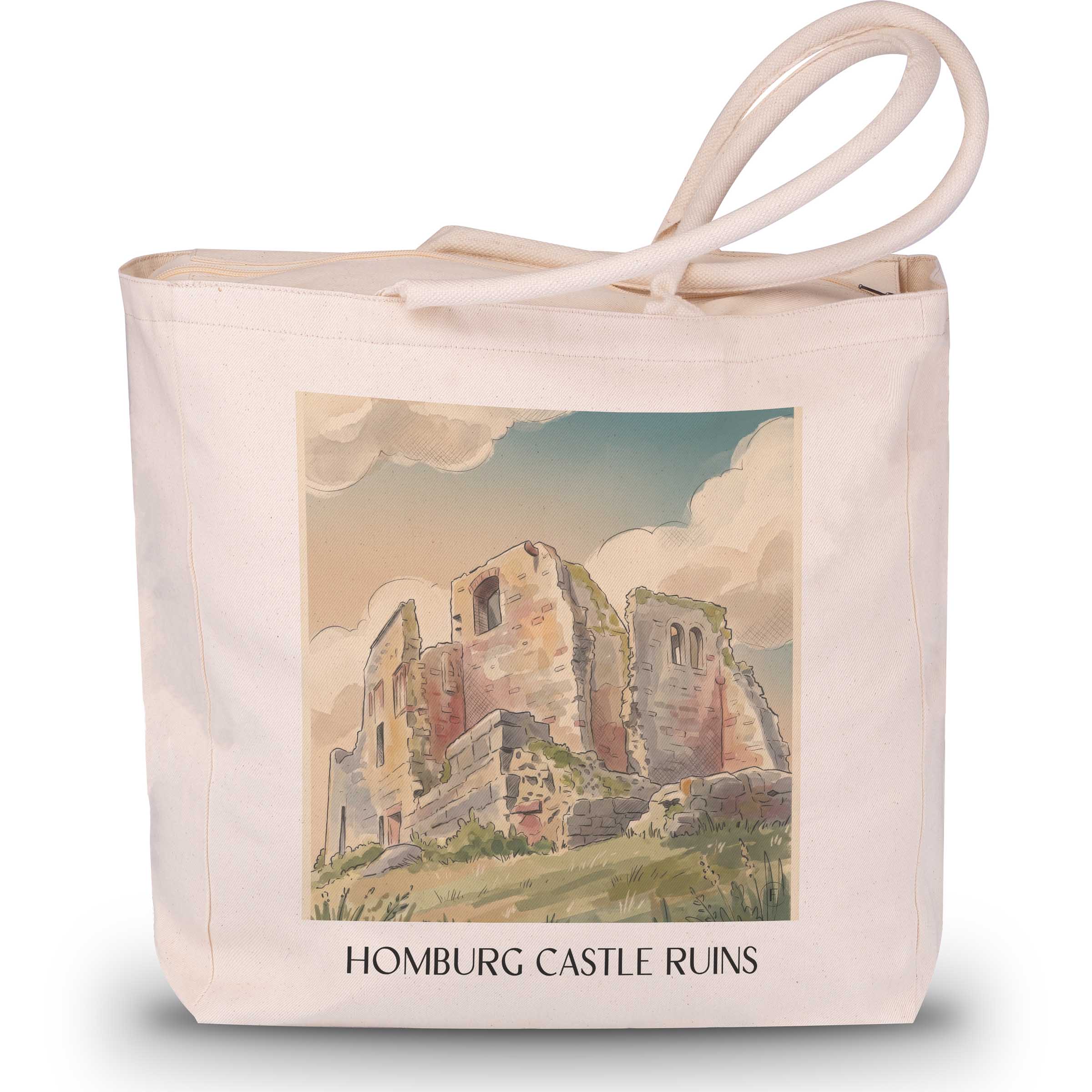 Burgruine Homburg Shopping Tasche - Spessart - Deutschland Tote Bag - Einkaufstasche im Aquarell Stil - favplace