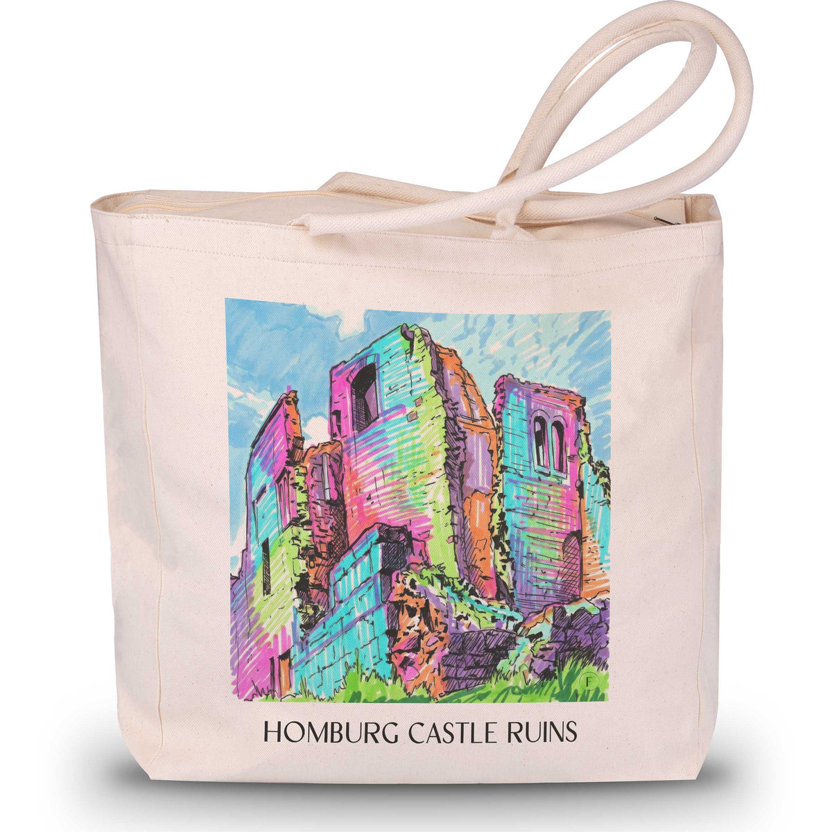 Burgruine Homburg Shopping Tasche - Spessart - Deutschland Tote Bag - Einkaufstasche im Tag Graffiti Stil - favplace