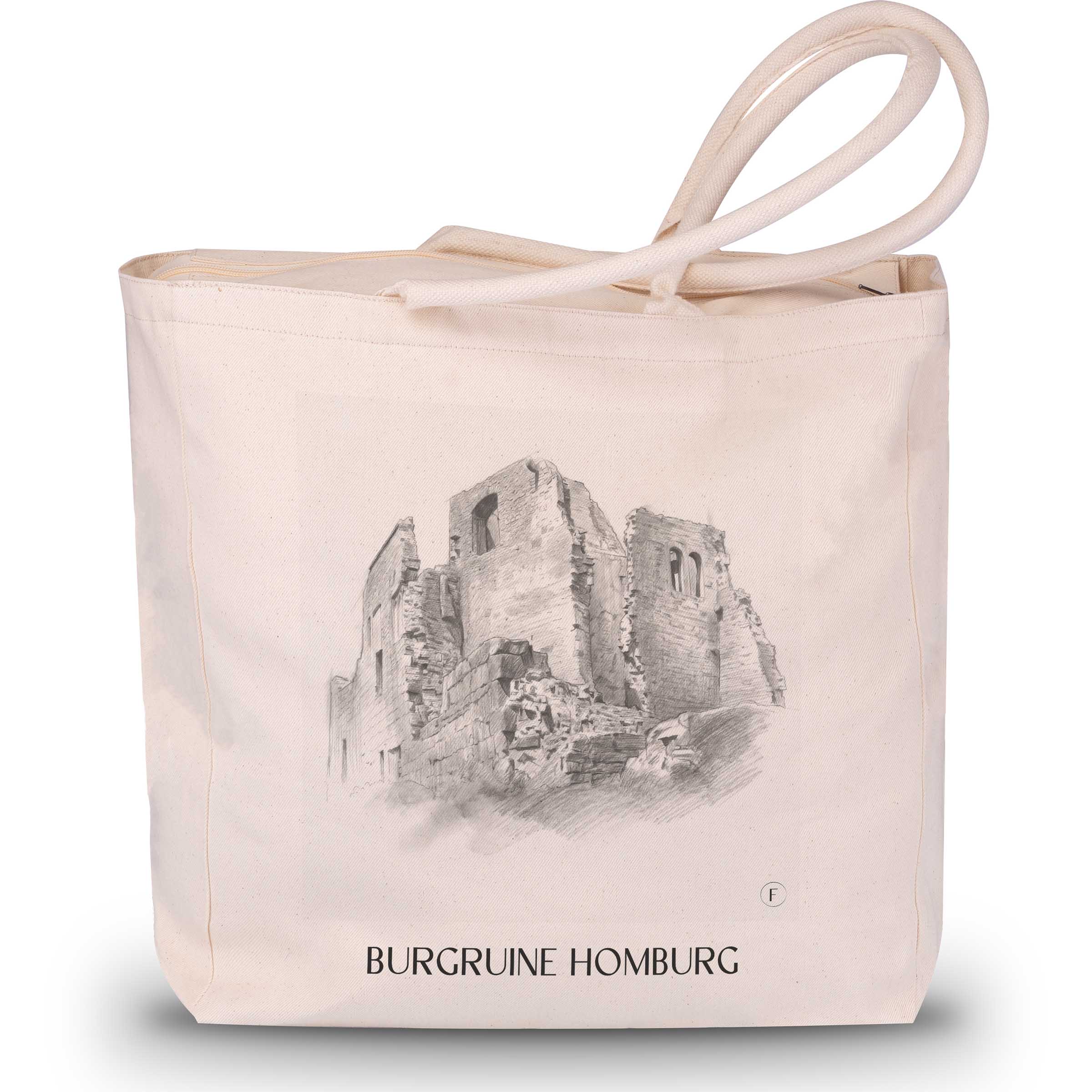 burgruine-homburg-spessart-deutschland-einkaufstasche-bleistift-zeichnung-drawing
