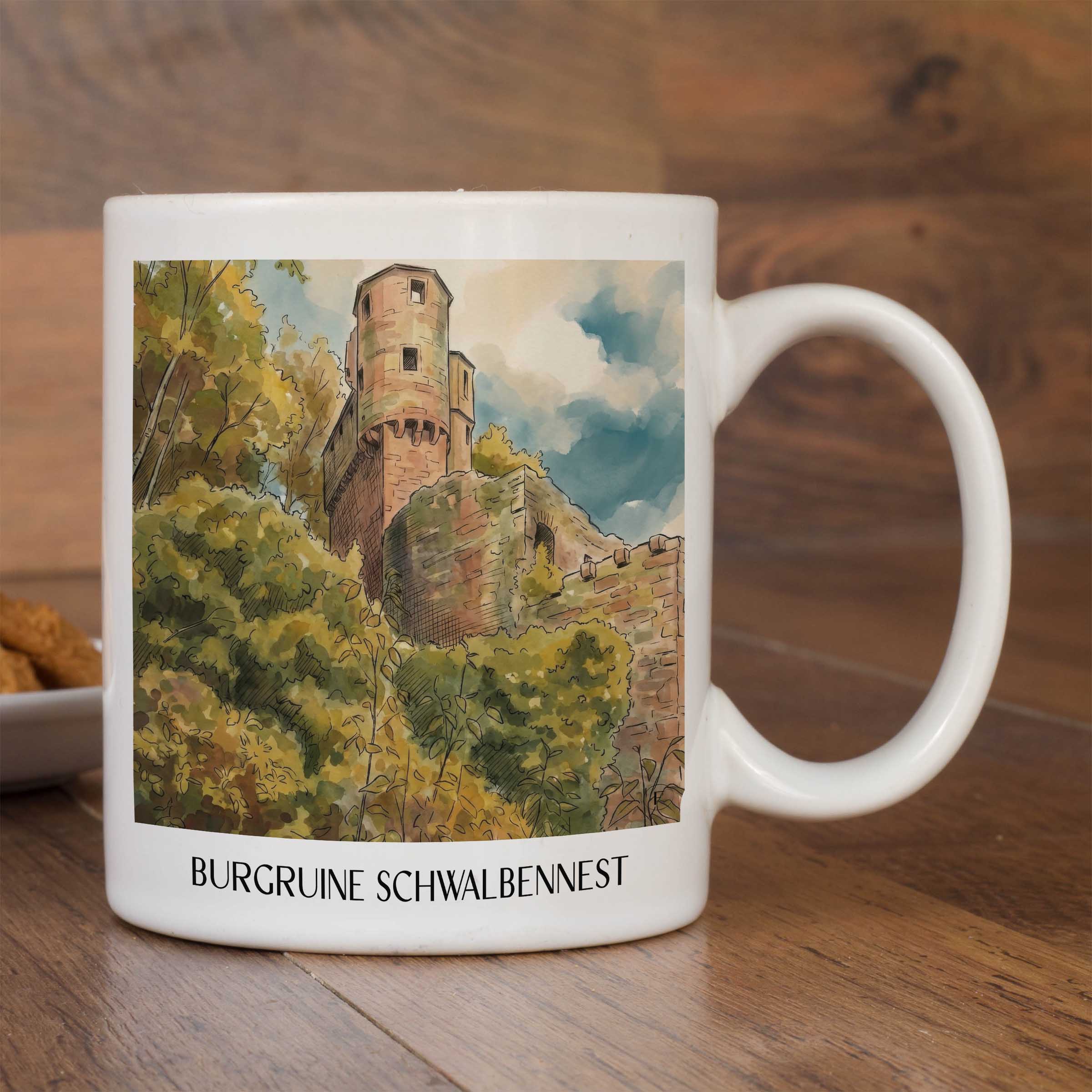 burgruine-schwalbennest-neckarsteinnach-deutschland-kaffeebecher-aquarell