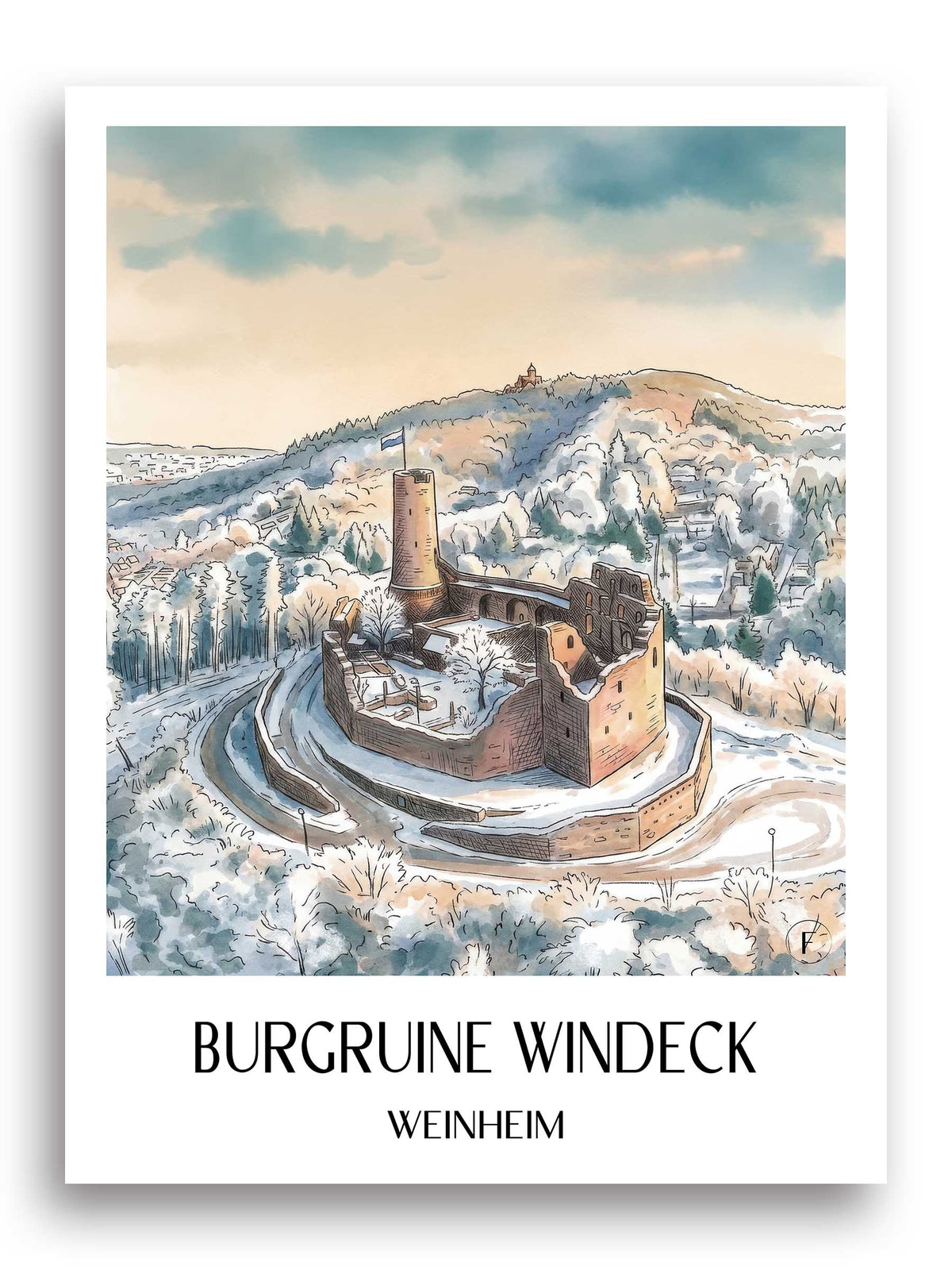 burgruine-windeck-weinheim-deutschland-poster-aquarell