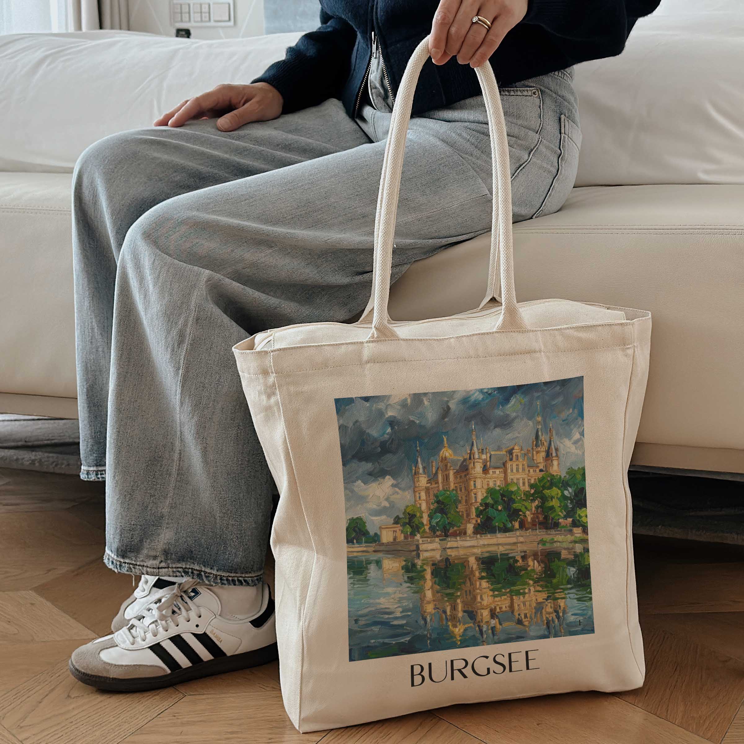 burgsee-schwerin-deutschland-einkaufstasche-oil-painting-oelgemaelde