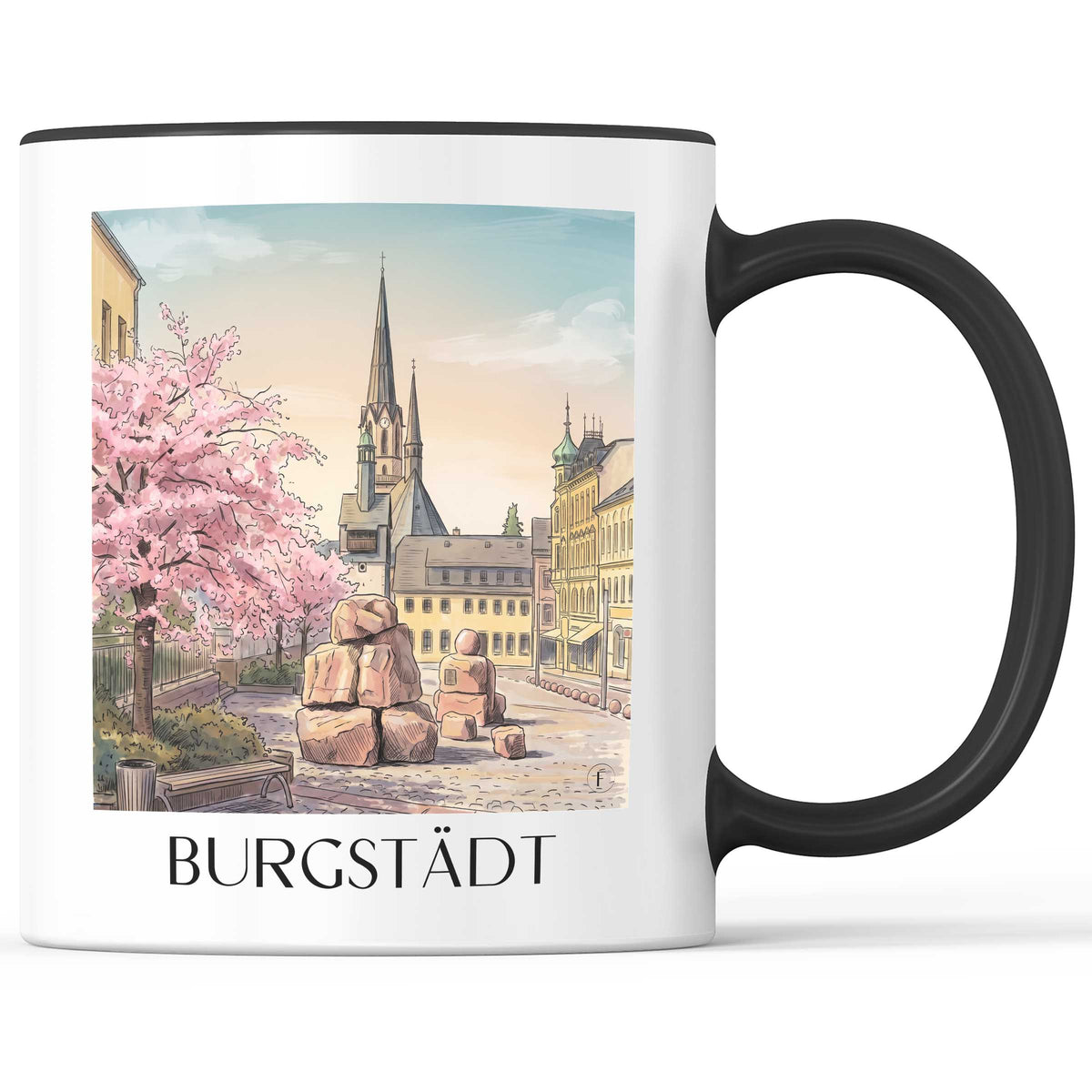 Burgstädt Kaffeebecher - Sachsen - Deutschland Becher - Kaffeetasse im Aquarell Stil - favplace