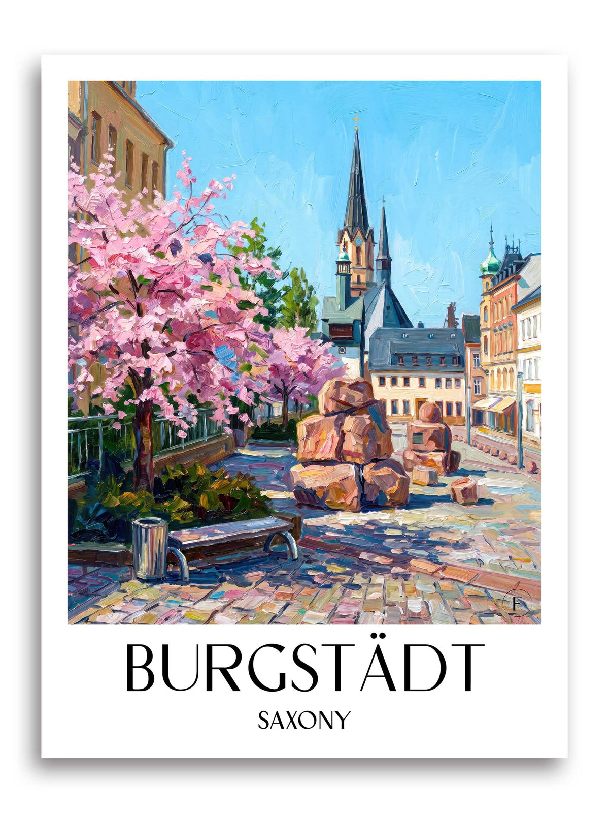 Burgstädt Poster - Sachsen - Deutschland Kunstdruck - Ölgemälde von A4 bis A1 - favplace
