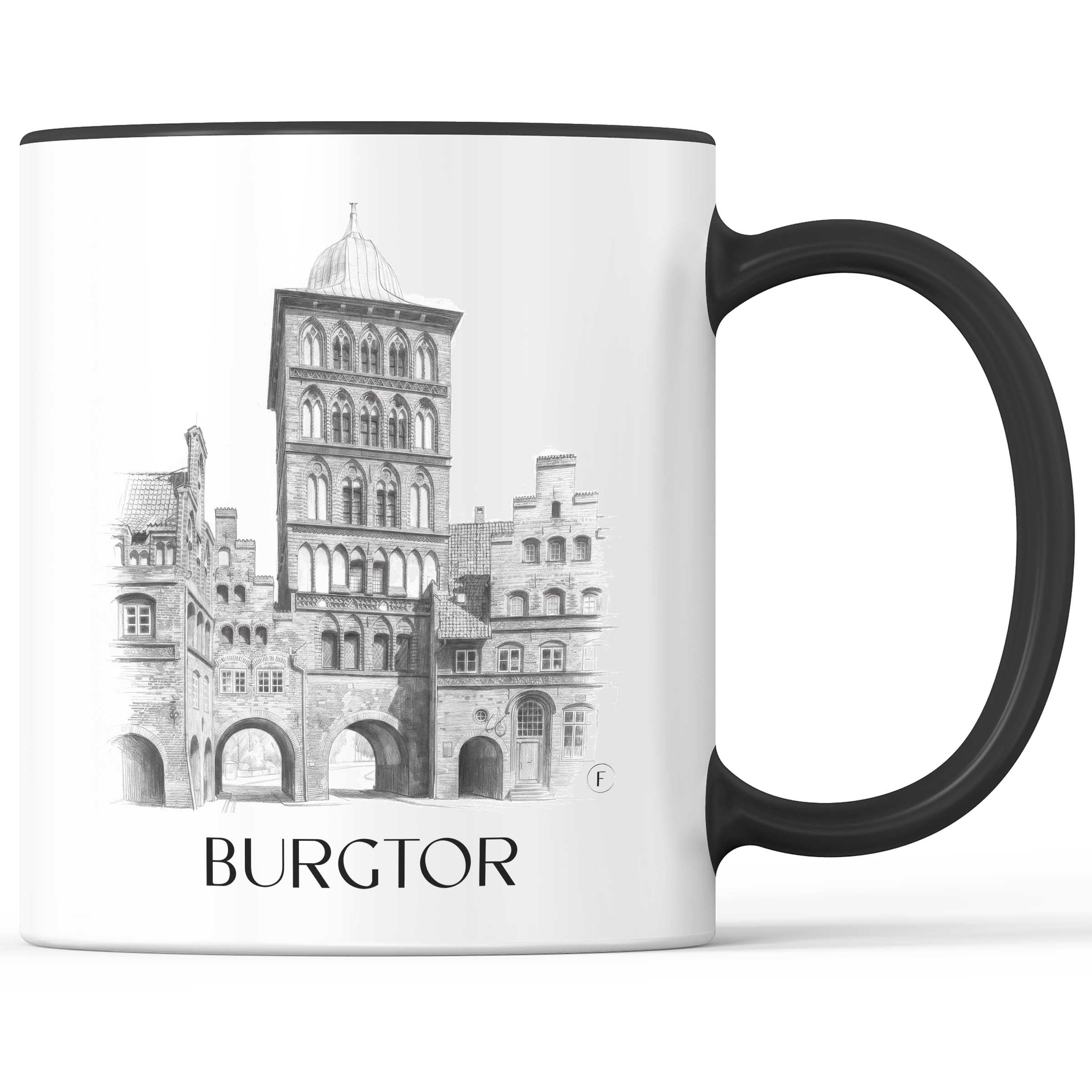burgtor-lübeck-deutschland-kaffeebecher-bleistift-zeichnung-drawing