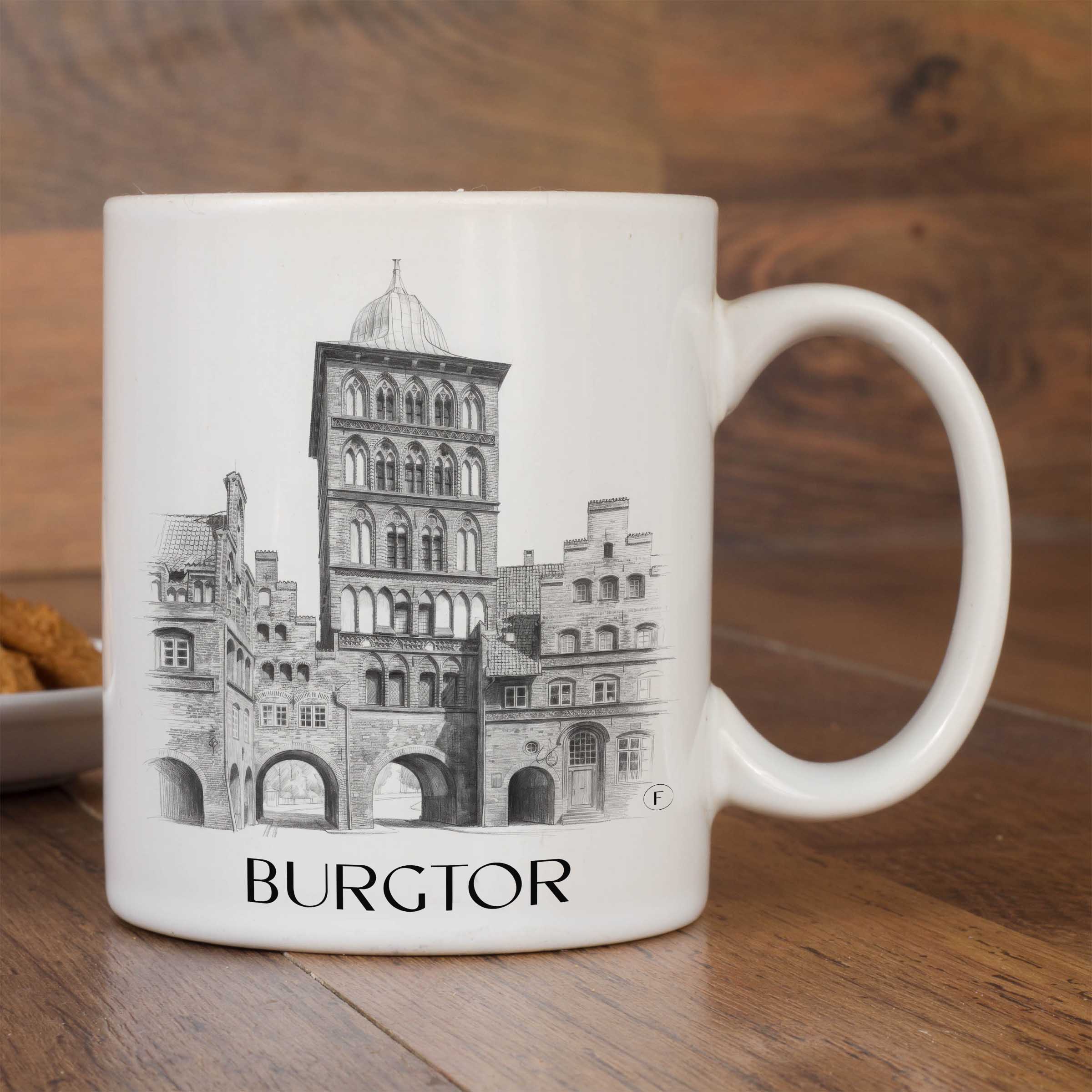 burgtor-lübeck-deutschland-kaffeebecher-bleistift-zeichnung-drawing