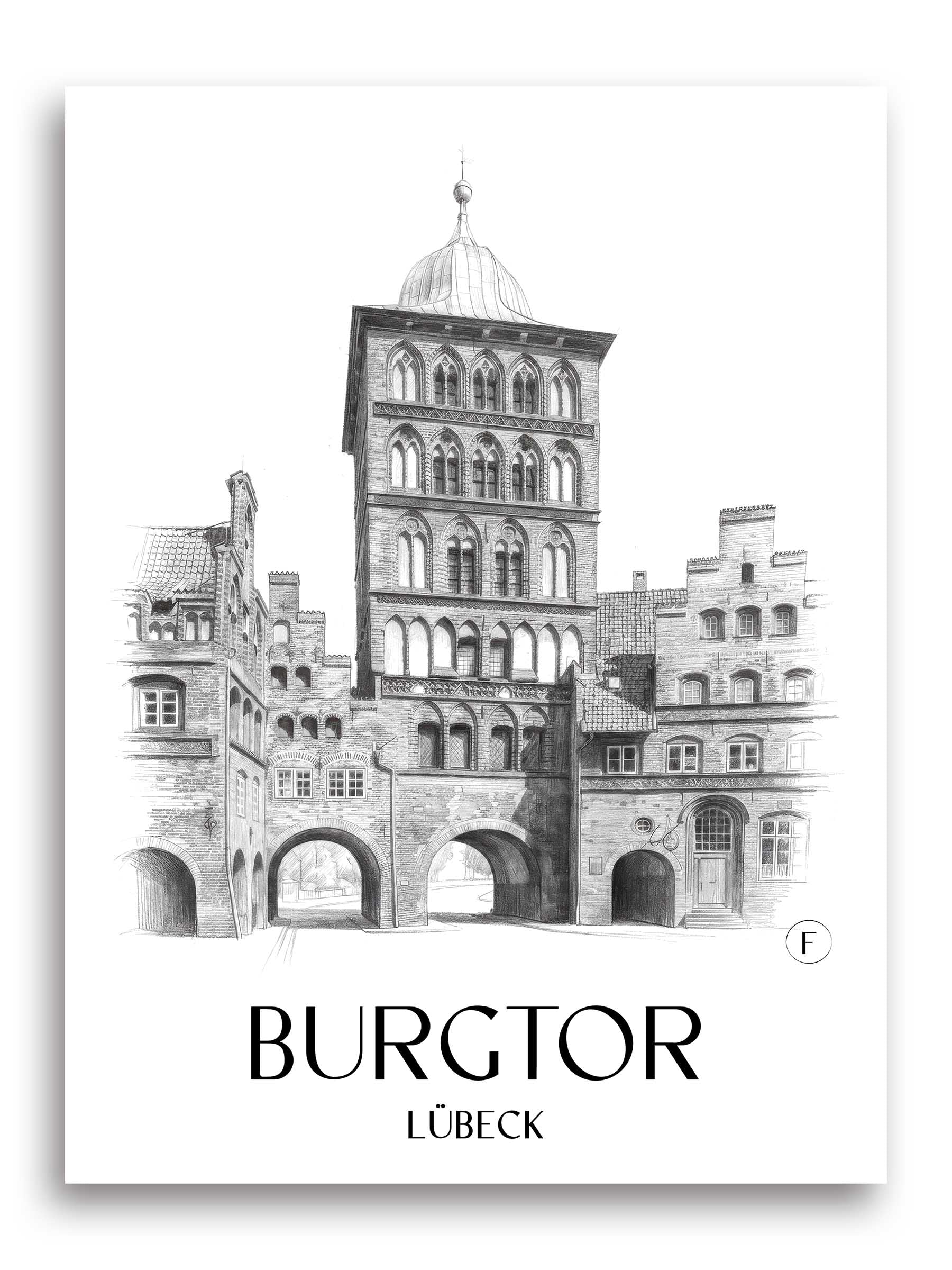 burgtor-lübeck-deutschland-poster-bleistift-zeichnung-drawing
