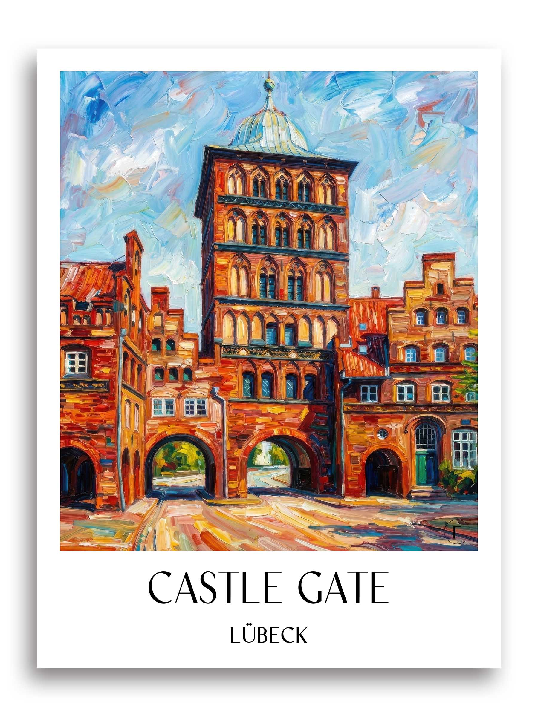 Burgtor Poster - Lübeck - Deutschland Kunstdruck - Ölgemälde von A4 bis A1 - favplace