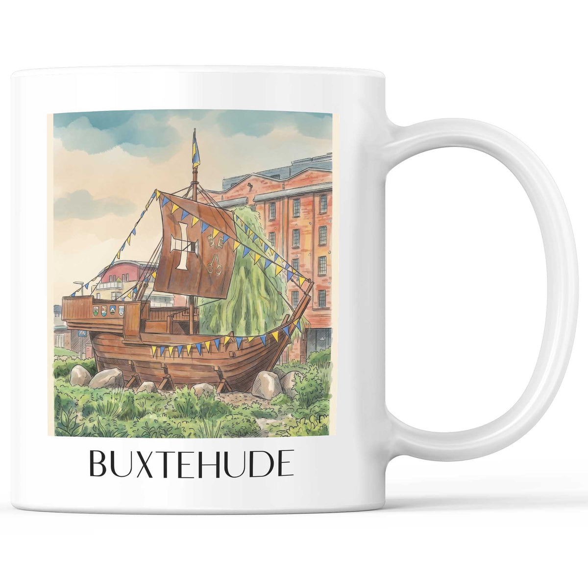 Buxtehude Kaffeebecher - Niedersachsen - Deutschland Becher - Kaffeetasse im Aquarell Stil - favplace