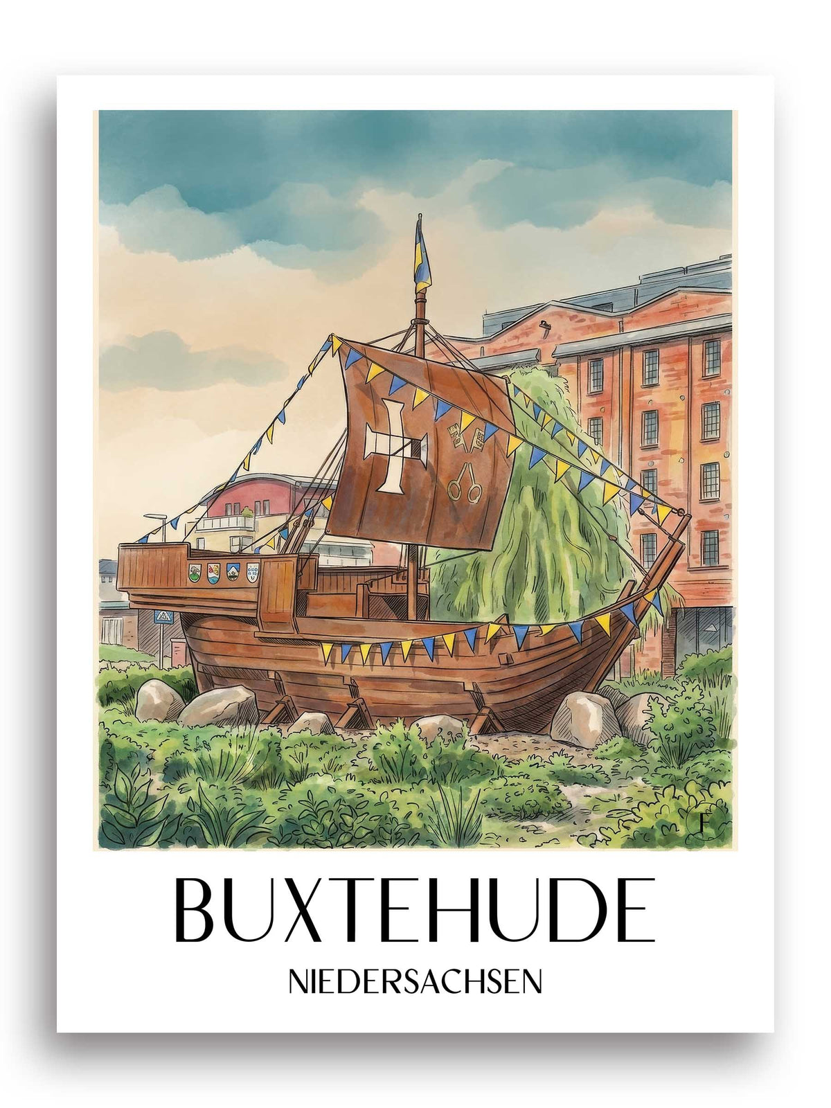 buxtehude-niedersachsen-deutschland-poster-aquarell