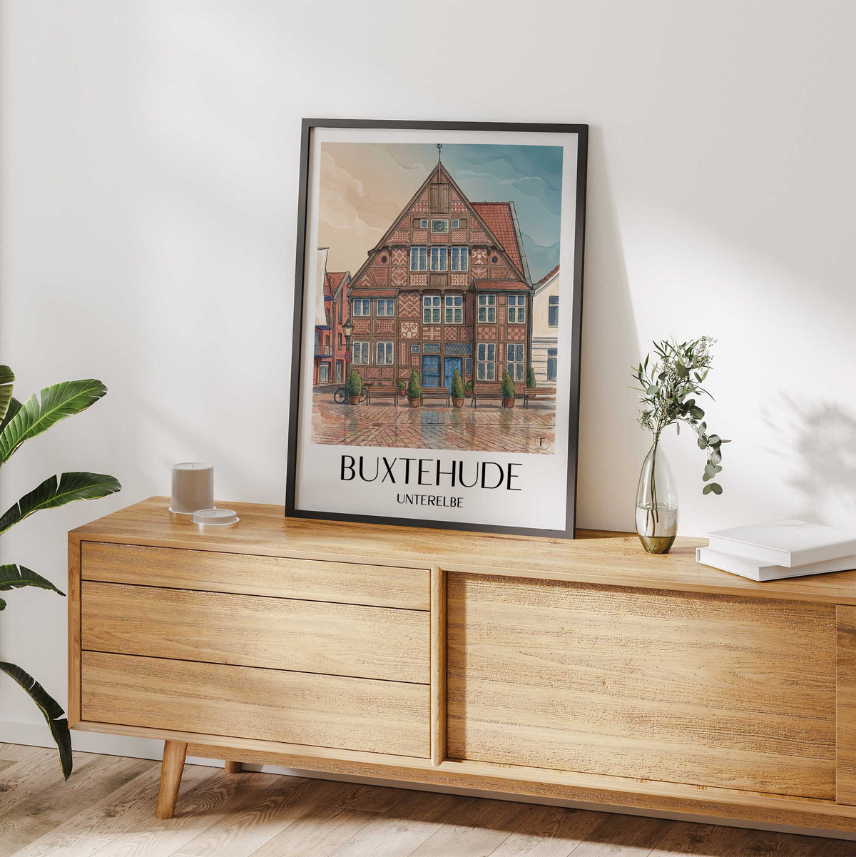 buxtehude-unterelbe-deutschland-poster-aquarell