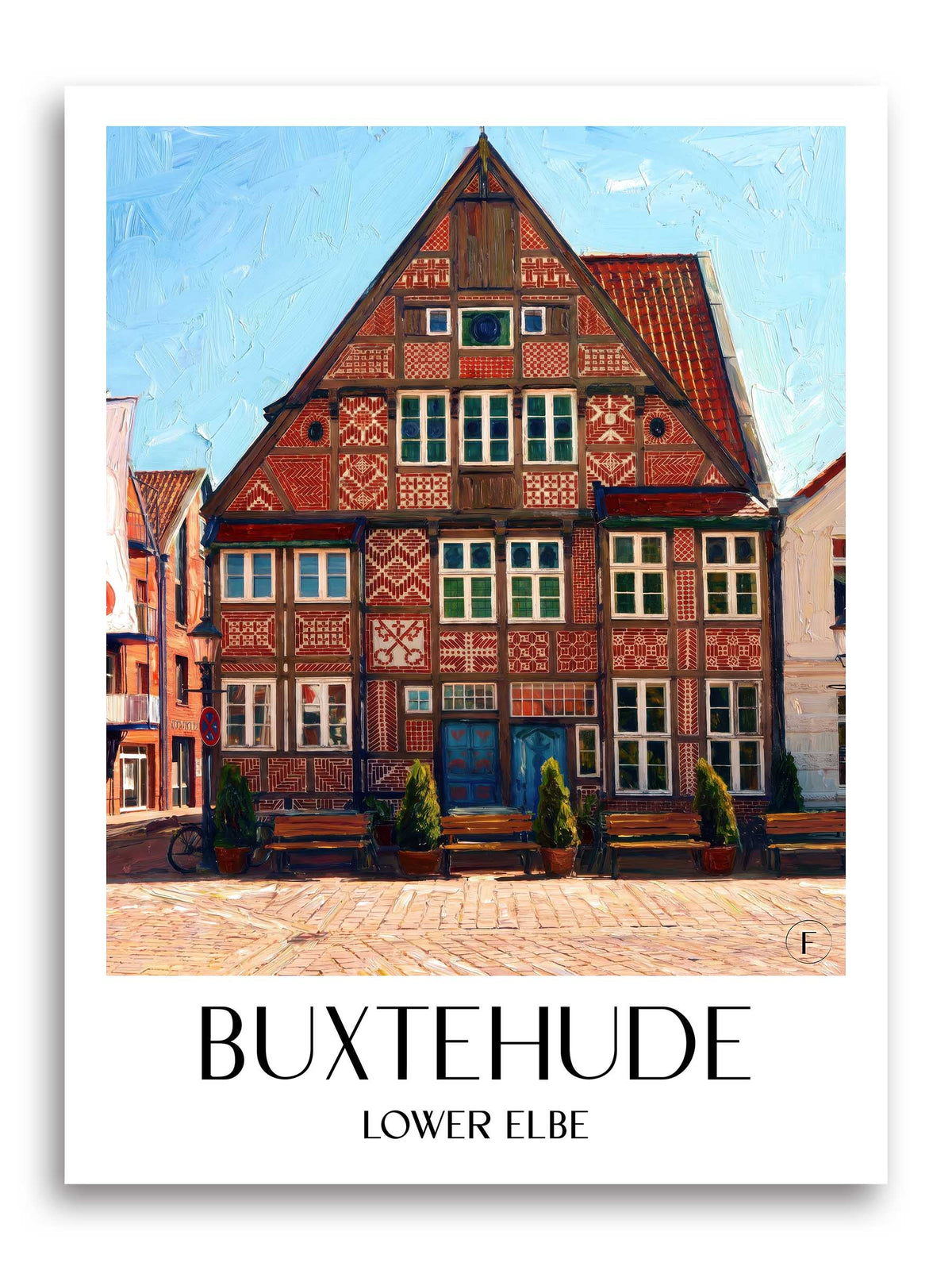 Buxtehude Poster - Unterelbe - Deutschland Kunstdruck - Ölgemälde von A4 bis A1 - favplace