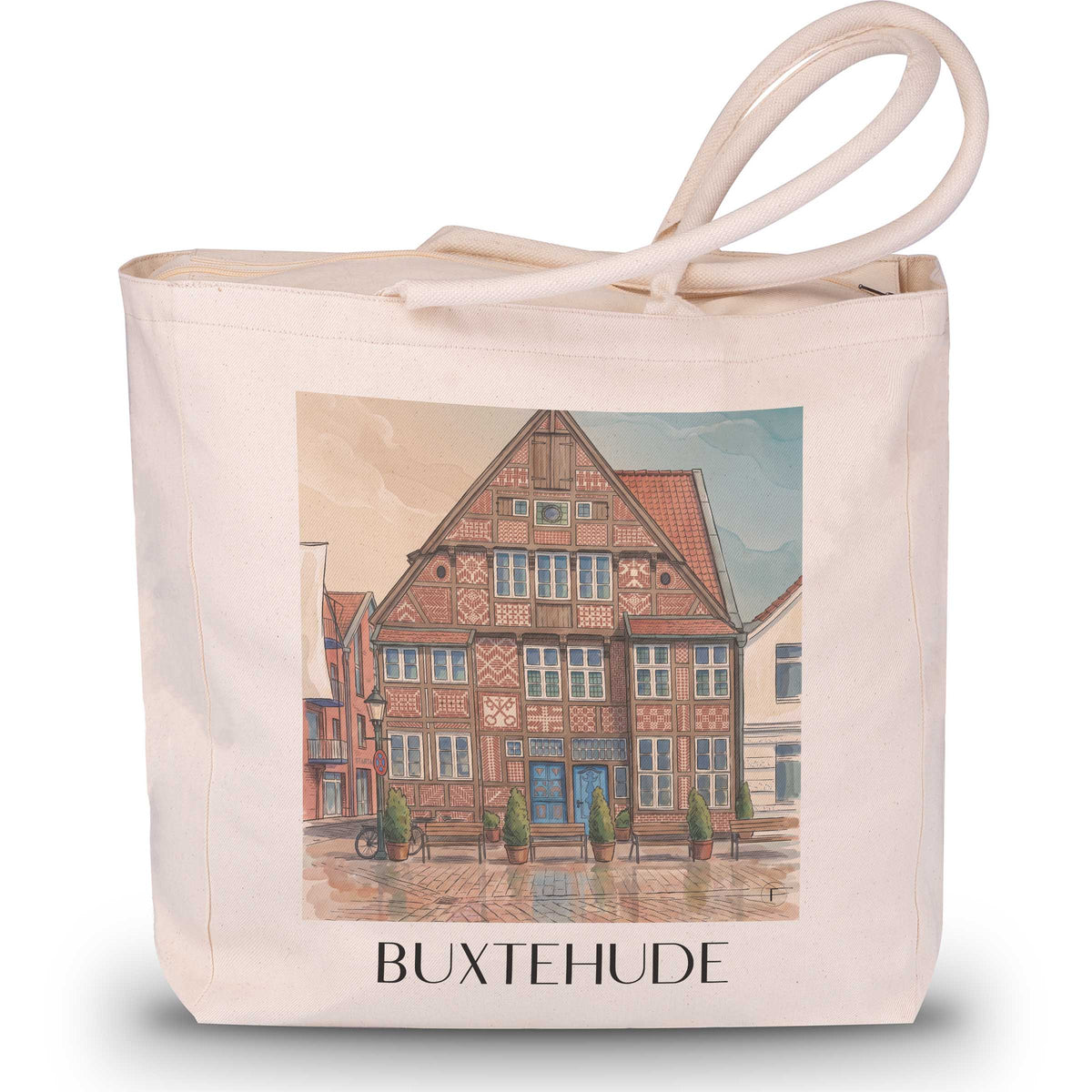 buxtehude-unterelbe-deutschland-einkaufstasche-aquarell