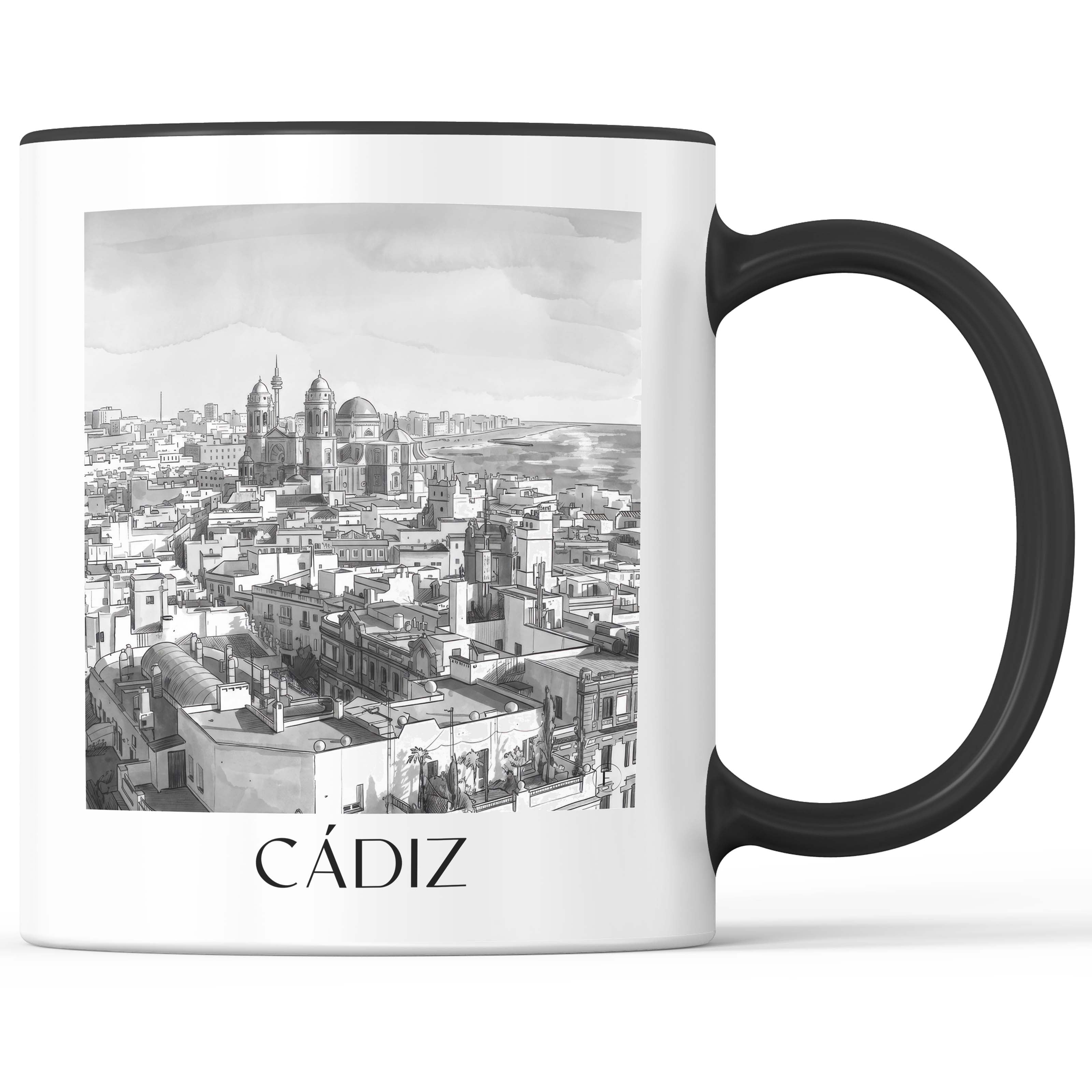 cádiz-spanien-spanien-kaffeebecher-aquarell-schwarz-weiss