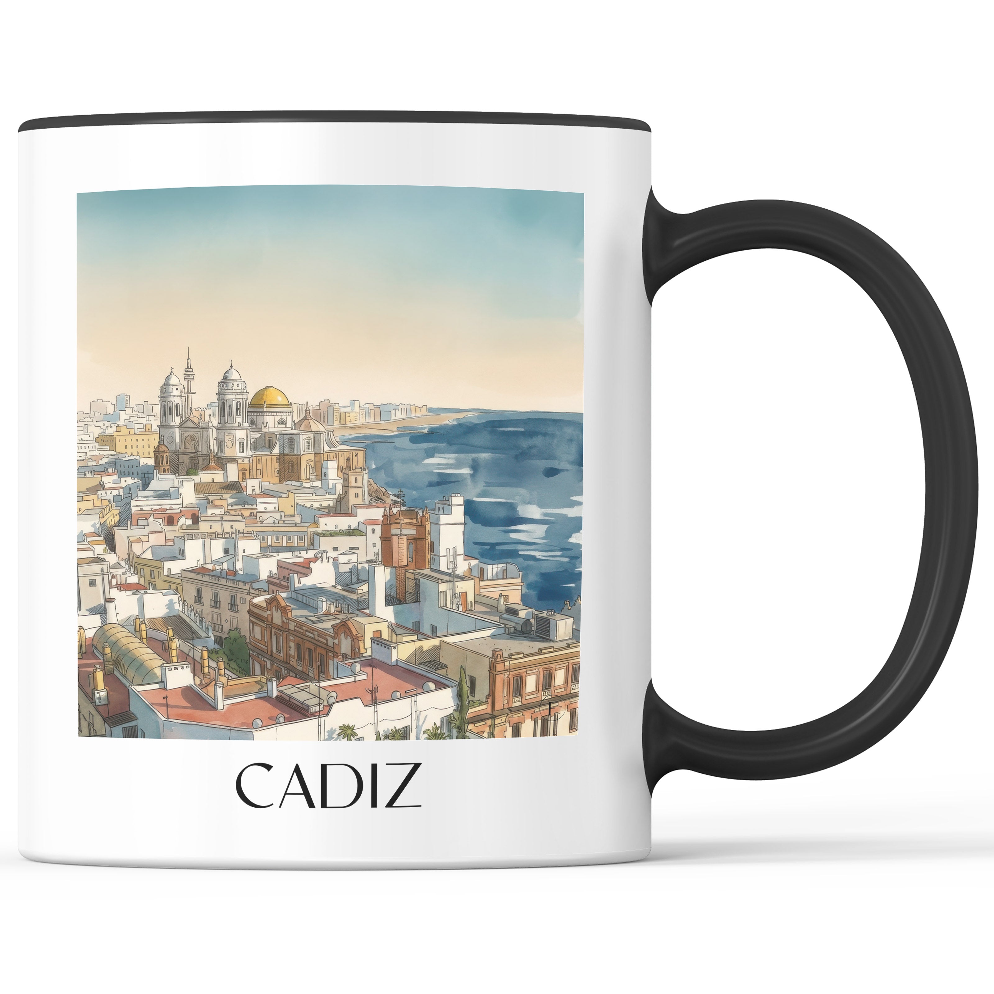 Cádiz Kaffeebecher - Spanien - Spanien Becher - Kaffeetasse im Aquarell Stil - favplace