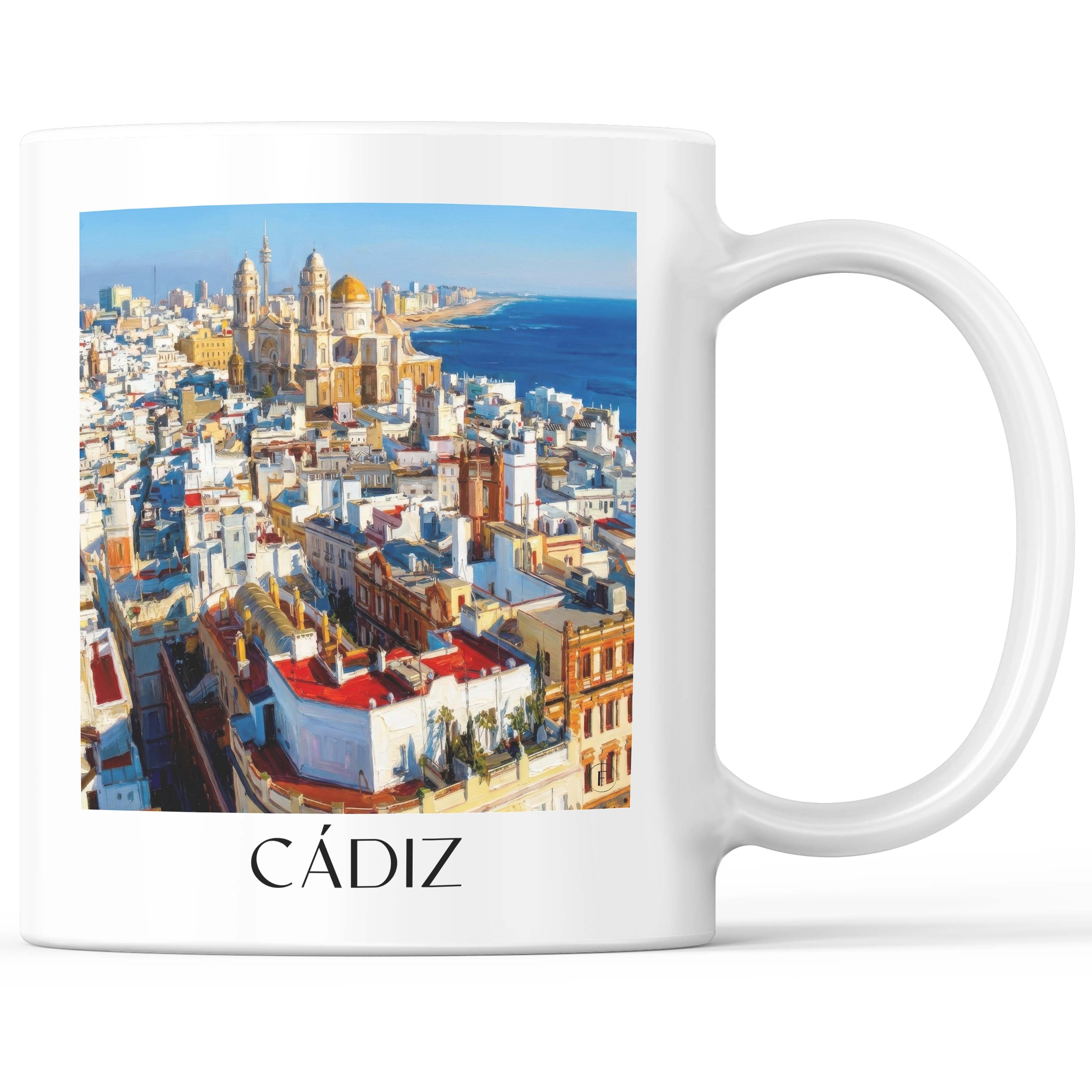 Cádiz Kaffeebecher - Spanien - Spanien Becher - Kaffeetasse im Ölgemälde Stil - favplace