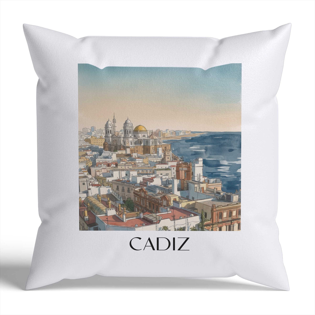 Cádiz Kissenhülle - Zierkissen Bezug - Spanien - Spanien Kissen bzw. Kissenbezug im Aquarell Stil - favplace