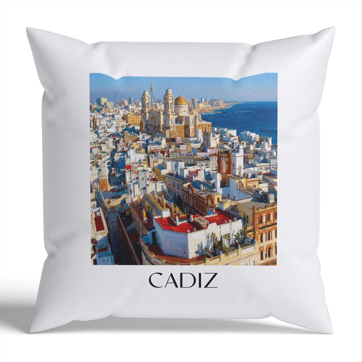 Cádiz Kissenhülle - Zierkissen Bezug - Spanien - Spanien Kissen bzw. Kissenbezug im Ölgemälde Stil - favplace