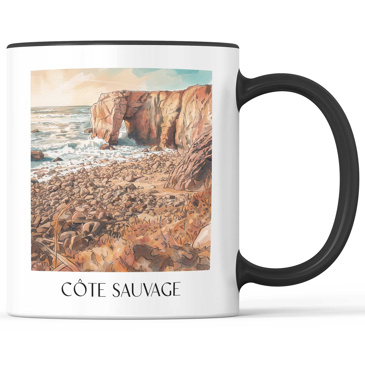 côte-sauvage-quiberon-frankreich-kaffeebecher-aquarell