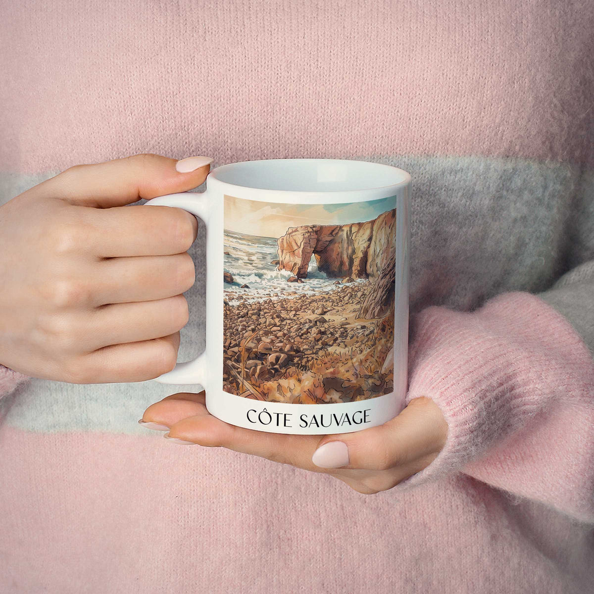 côte-sauvage-quiberon-frankreich-kaffeebecher-aquarell