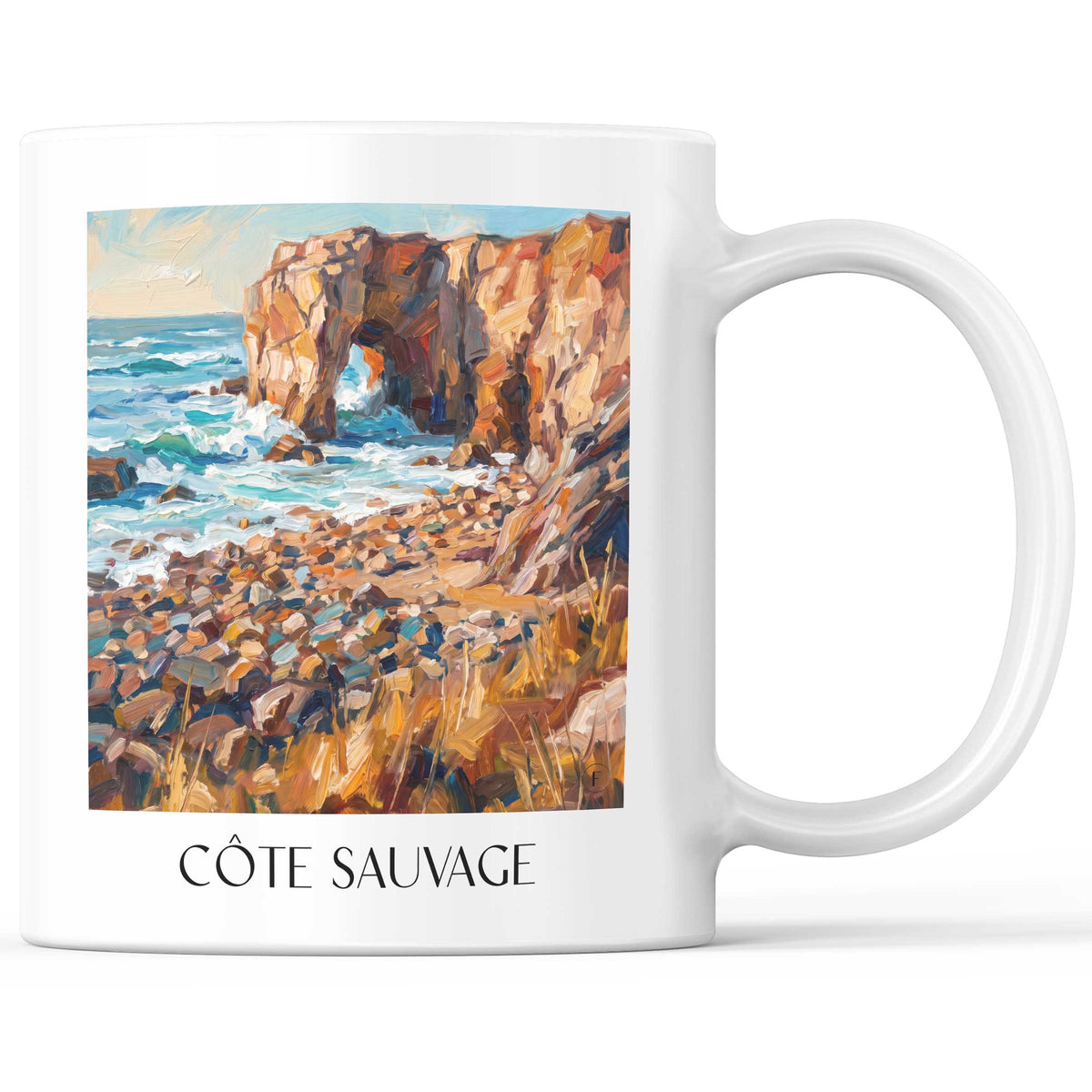 Côte Sauvage Kaffeebecher - Quiberon - Frankreich Becher - Kaffeetasse im Ölgemälde Stil - favplace