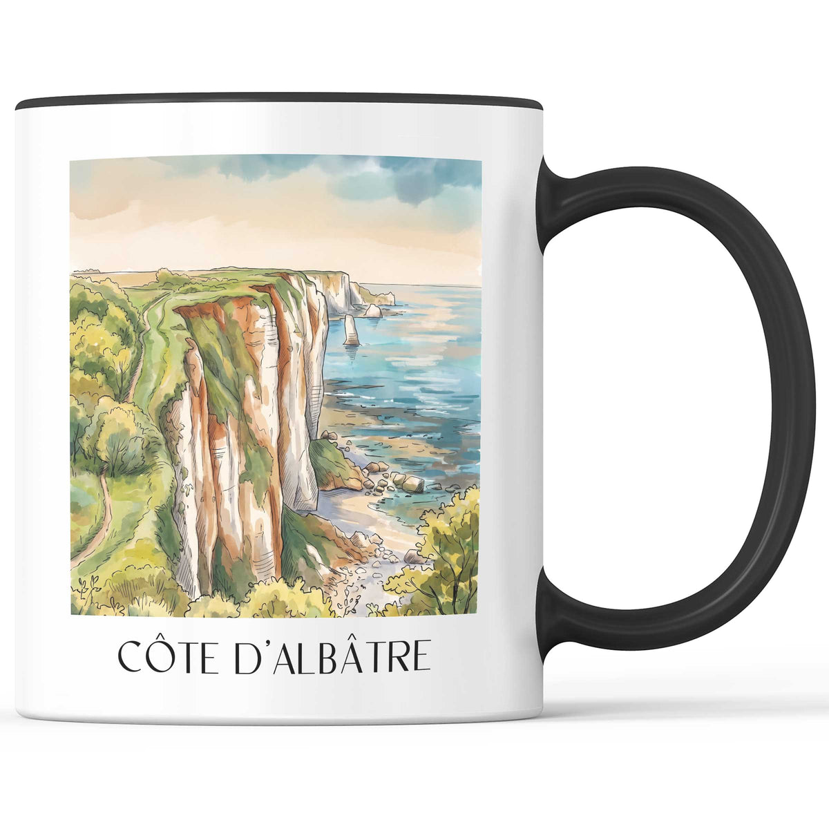 côte-d'albâtre-seine-maritime-frankreich-kaffeebecher-aquarell