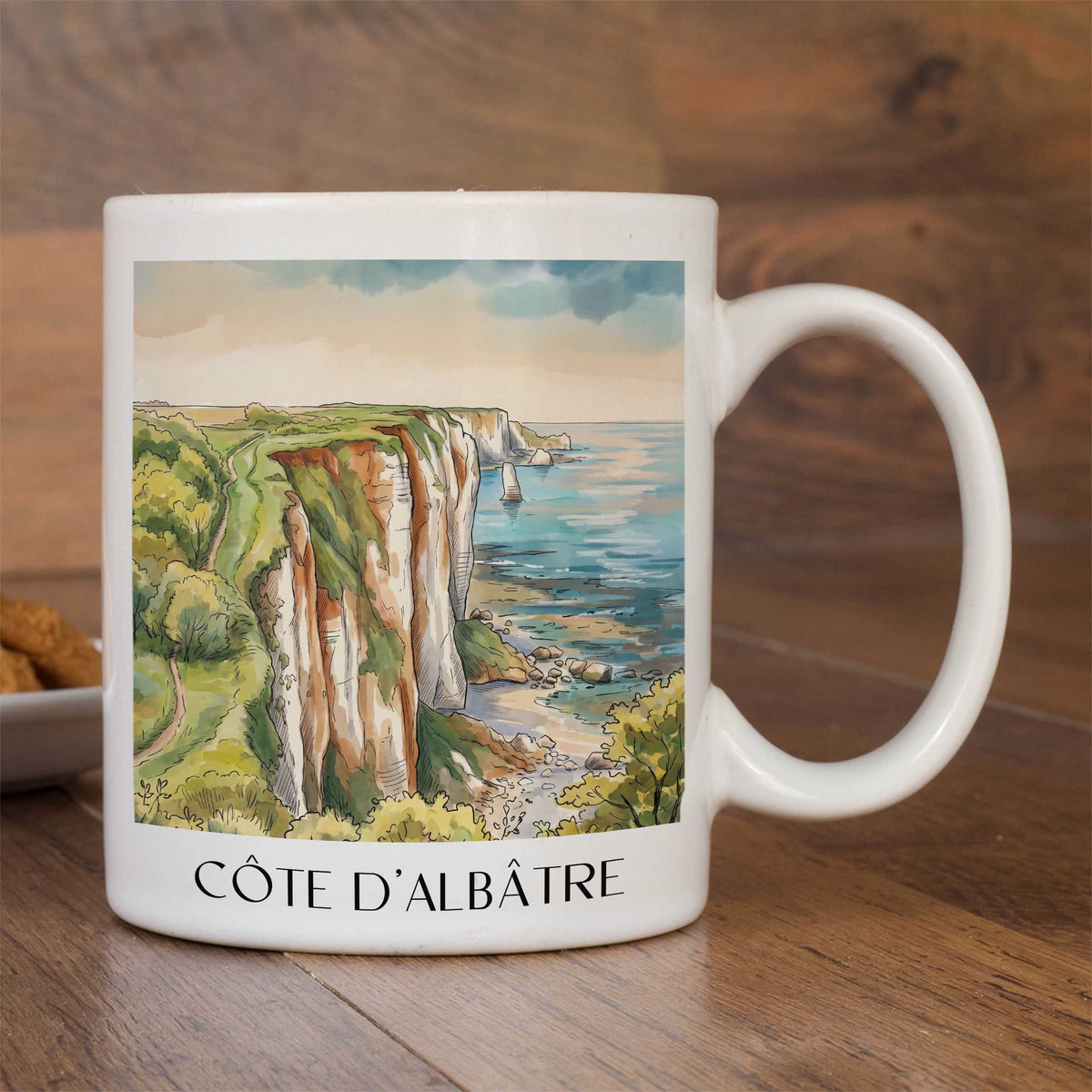 côte-d'albâtre-seine-maritime-frankreich-kaffeebecher-aquarell