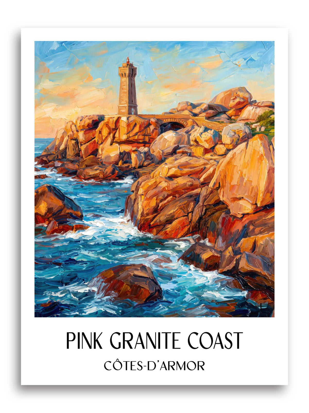 Côte de Granit Rose Poster - Côtes-d'Armor - Frankreich Kunstdruck - Ölgemälde von A4 bis A1 - favplace