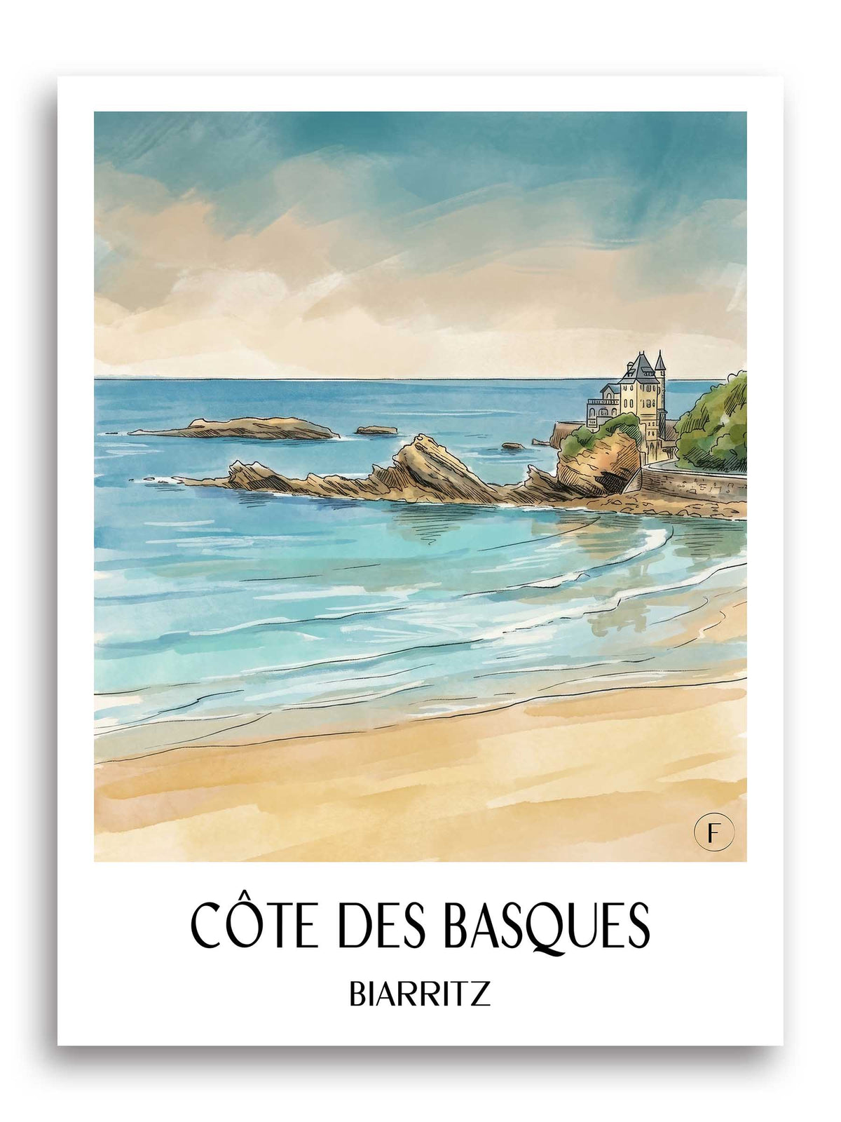 côte-des-basques-biarritz-frankreich-poster-aquarell