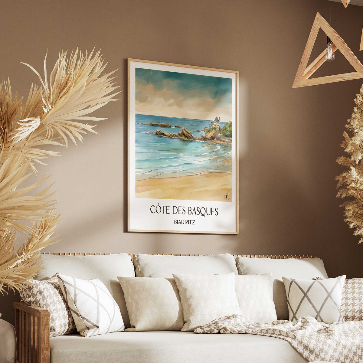 côte-des-basques-biarritz-frankreich-poster-aquarell