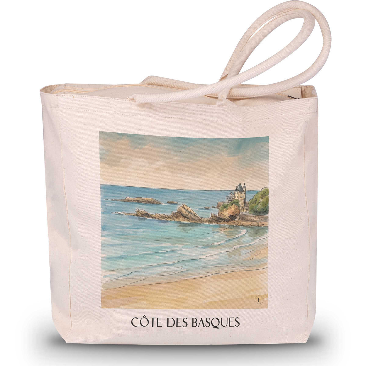 côte-des-basques-biarritz-frankreich-einkaufstasche-aquarell