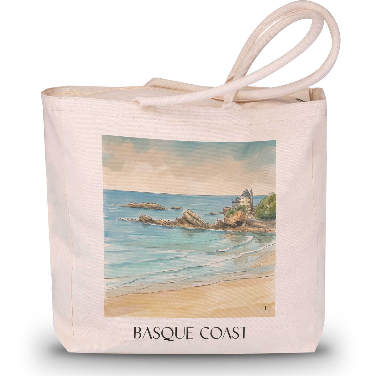 Côte des Basques Shopping Tasche - Biarritz - Frankreich Tote Bag - Einkaufstasche im Aquarell Stil - favplace