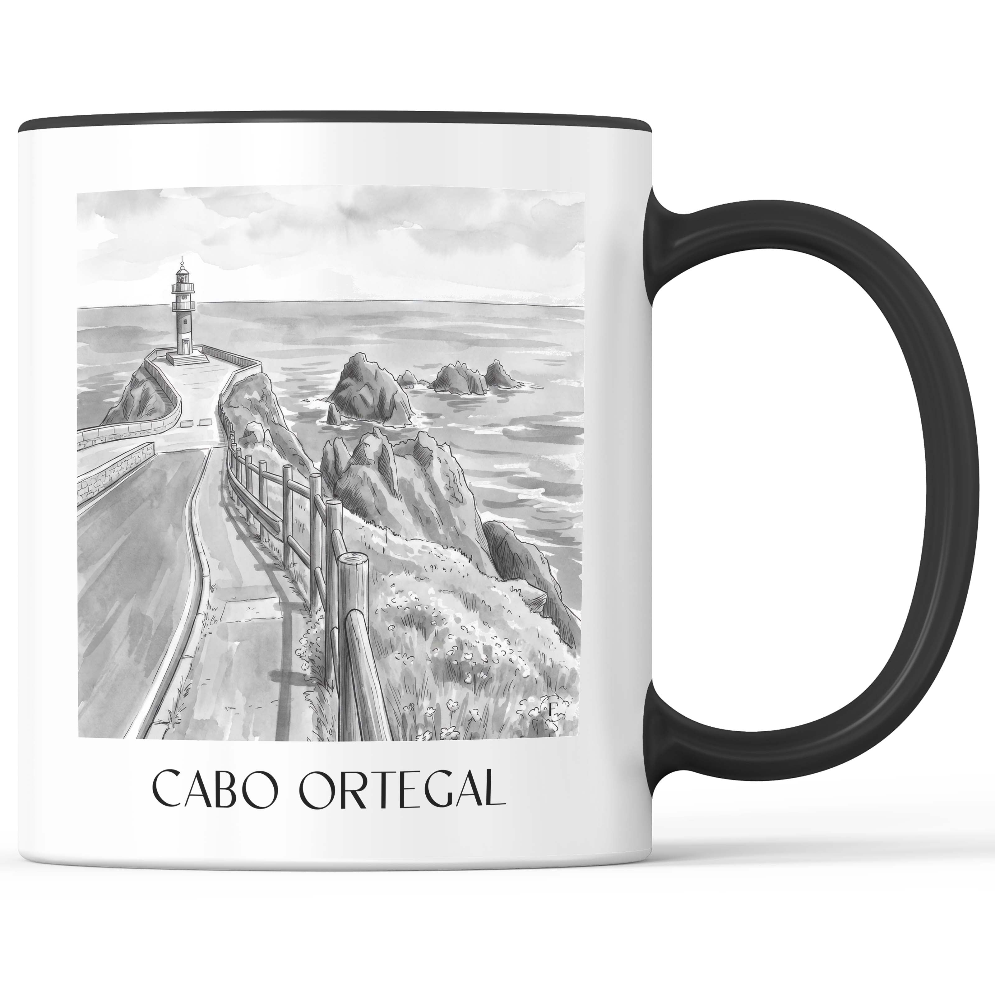 cabo-ortegal-spanien-spanien-kaffeebecher-aquarell-schwarz-weiss